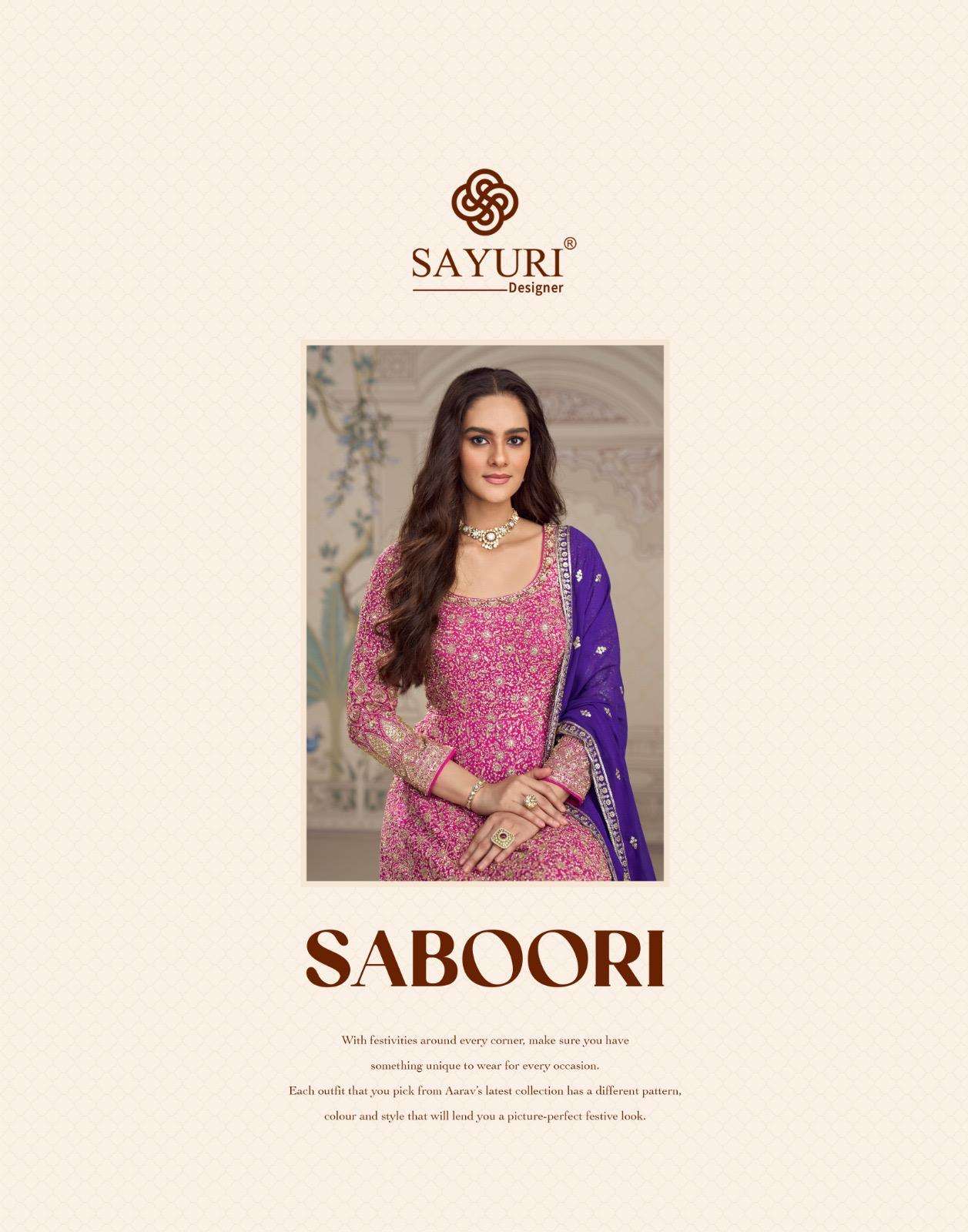 SABOORI BY SAYURI DESIGNER IN REAL PREMIUM GEROGETTE GOWN WITH EMBROIDERED WORK 