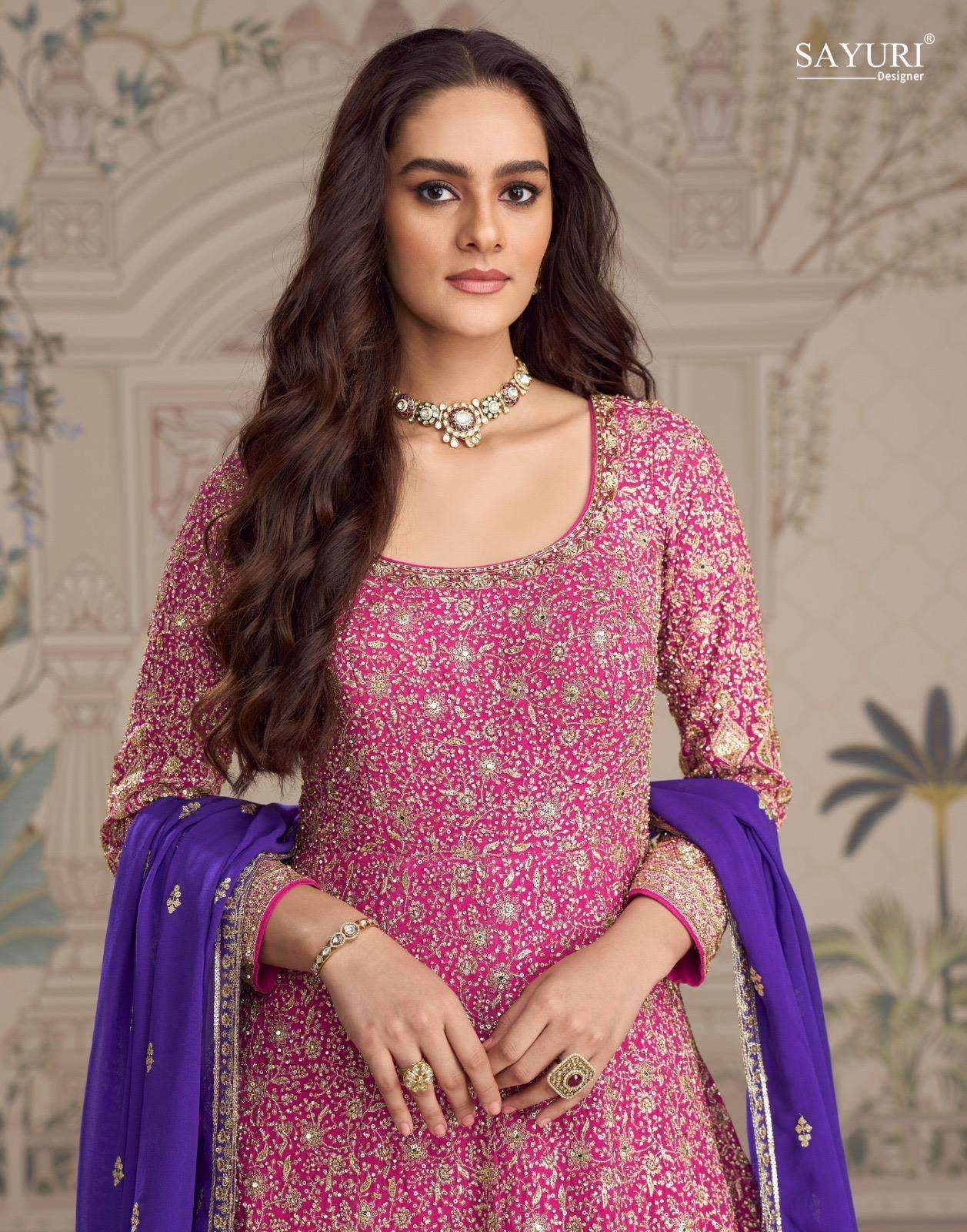 SABOORI BY SAYURI DESIGNER IN REAL PREMIUM GEROGETTE GOWN WITH EMBROIDERED WORK 