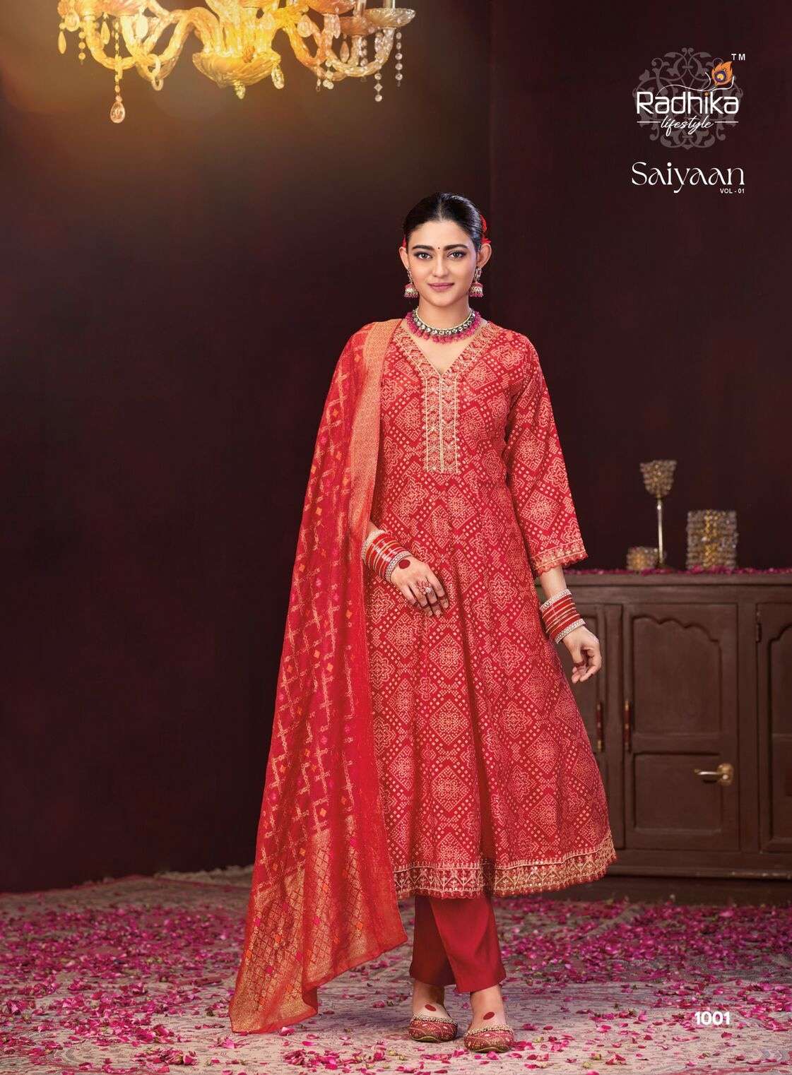SAIYAAN VOL-1 BY RADHIKA LIFESTYLE IN BERLIN SILK KURTI PANT WITH DUPATTA WORK 