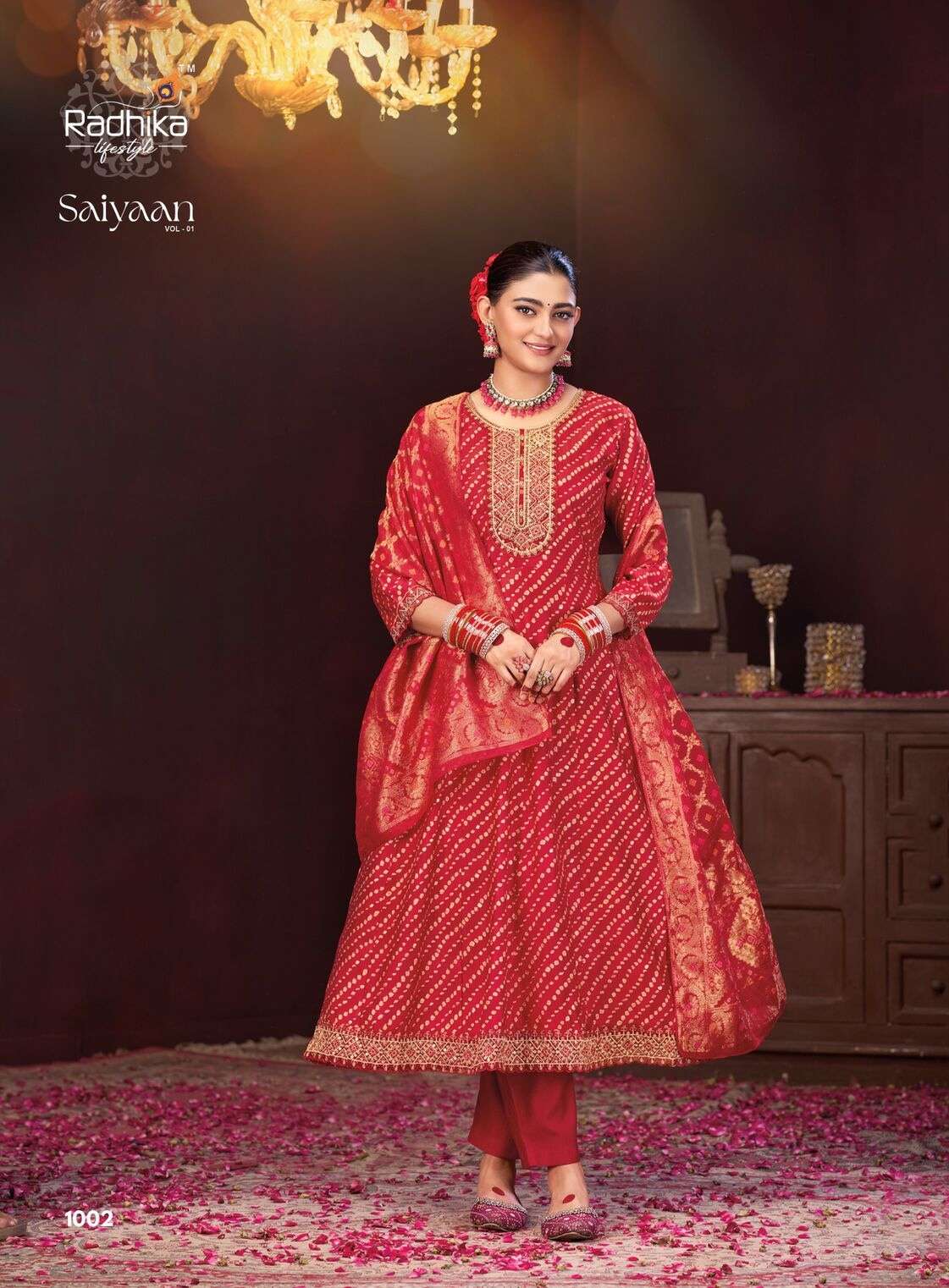 SAIYAAN VOL-1 BY RADHIKA LIFESTYLE IN BERLIN SILK KURTI PANT WITH DUPATTA WORK 