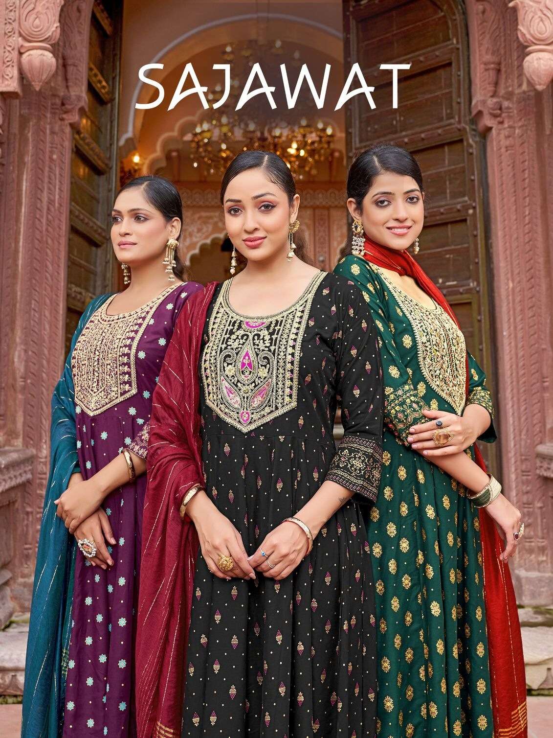 SAJAWAT BY TEXOFAB IN RAYON WITH HEAVY SEQUENCE EMBROIDERY QUARDING WORK 