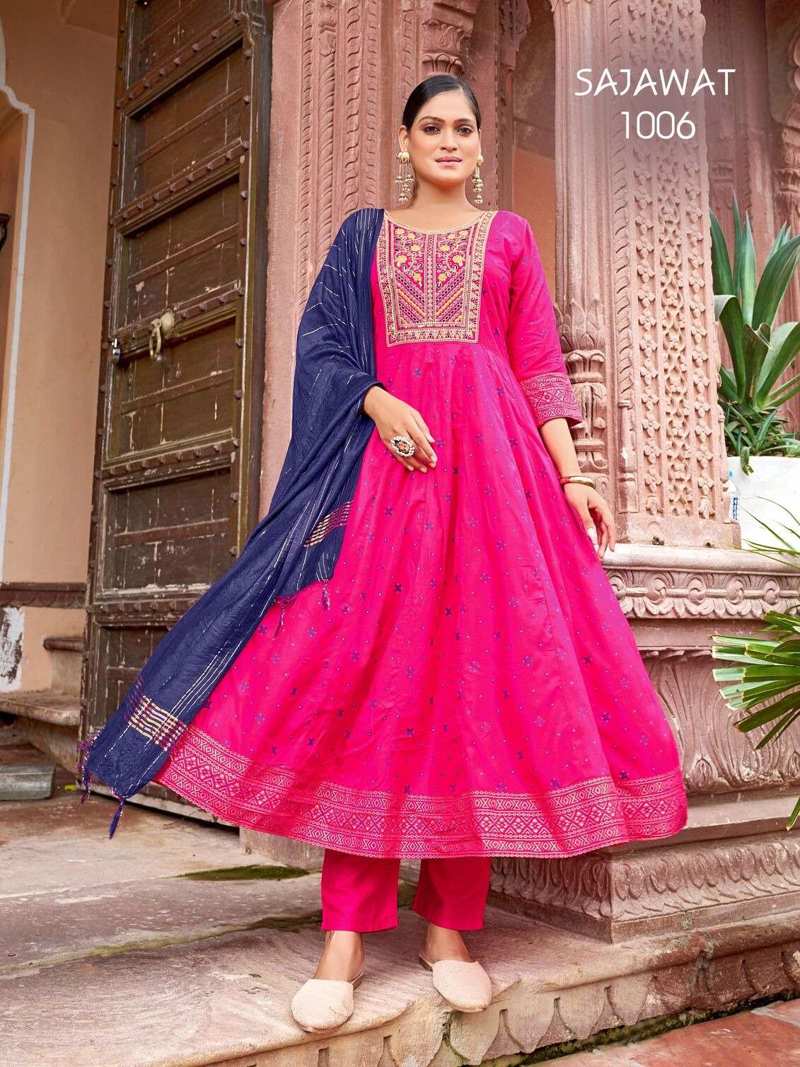 SAJAWAT BY TEXOFAB IN RAYON WITH HEAVY SEQUENCE EMBROIDERY QUARDING WORK 