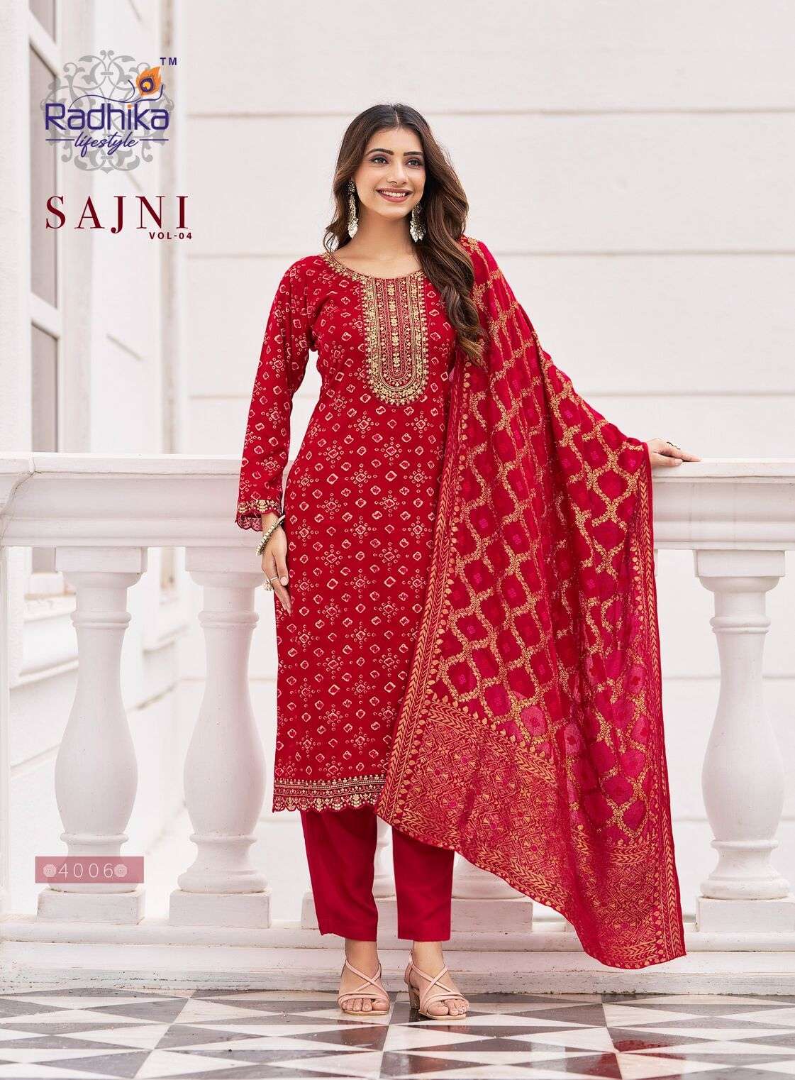 SAJNI VOL-4 BY RADHIKA LIFE STYLE IN RAYON PRINT KURTI PANT WITH DUPATTA 