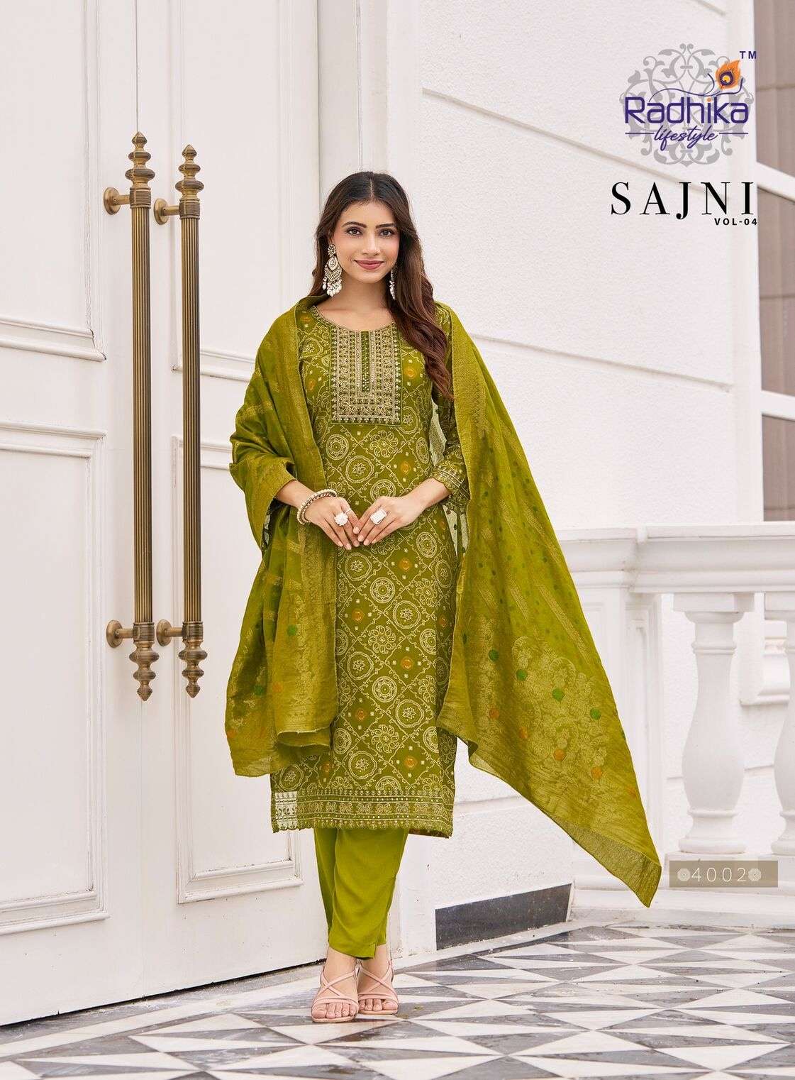 SAJNI VOL-4 BY RADHIKA LIFE STYLE IN RAYON PRINT KURTI PANT WITH DUPATTA 