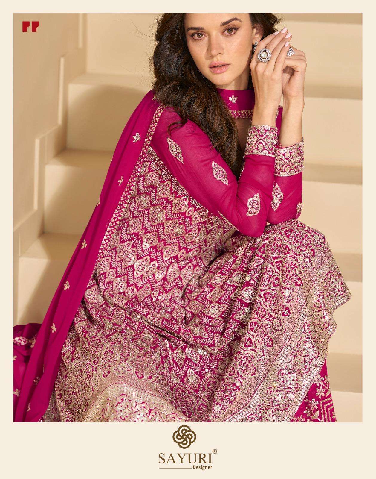 SARGAM BY SAYURI DESIGNER IN REAL PREMIUM GEROGETTE HEAVY LOOK EMBROIDERED WORK 