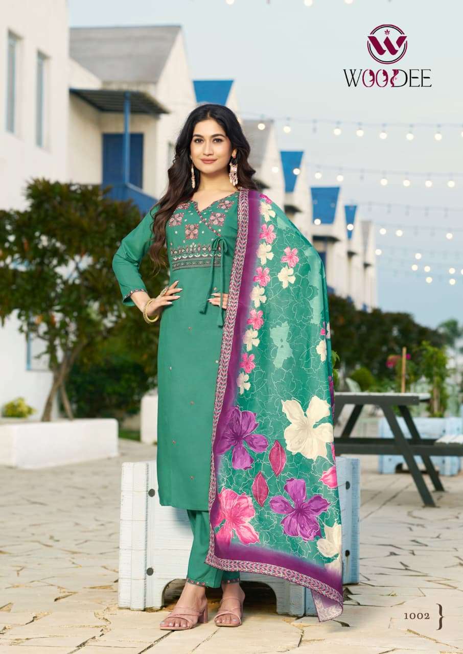 SARGAM BY WOODEE IN PREMIUN QUALITY RAYON WITH SOFT MUSLIN DIGITAL PRINT DUPATTA 