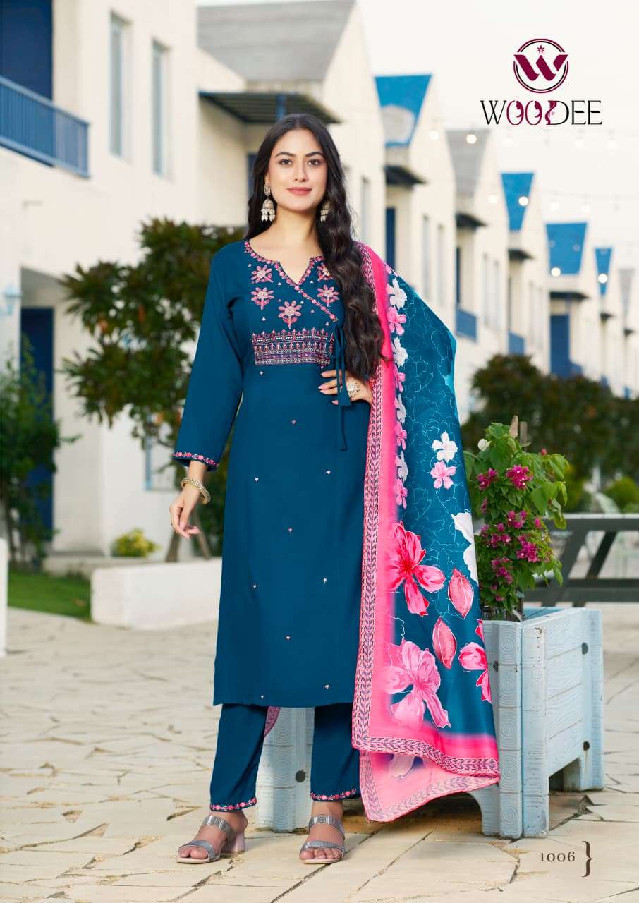 SARGAM BY WOODEE IN PREMIUN QUALITY RAYON WITH SOFT MUSLIN DIGITAL PRINT DUPATTA 