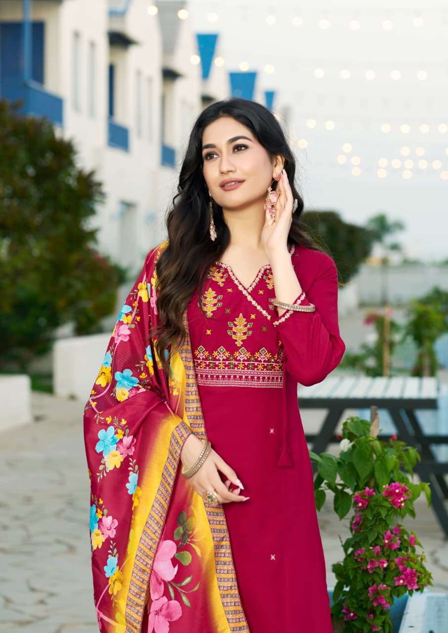 SARGAM BY WOODEE IN PREMIUN QUALITY RAYON WITH SOFT MUSLIN DIGITAL PRINT DUPATTA 