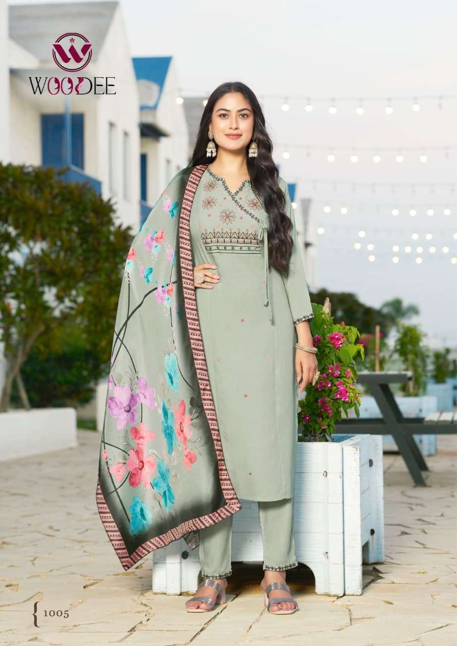 SARGAM BY WOODEE IN PREMIUN QUALITY RAYON WITH SOFT MUSLIN DIGITAL PRINT DUPATTA 