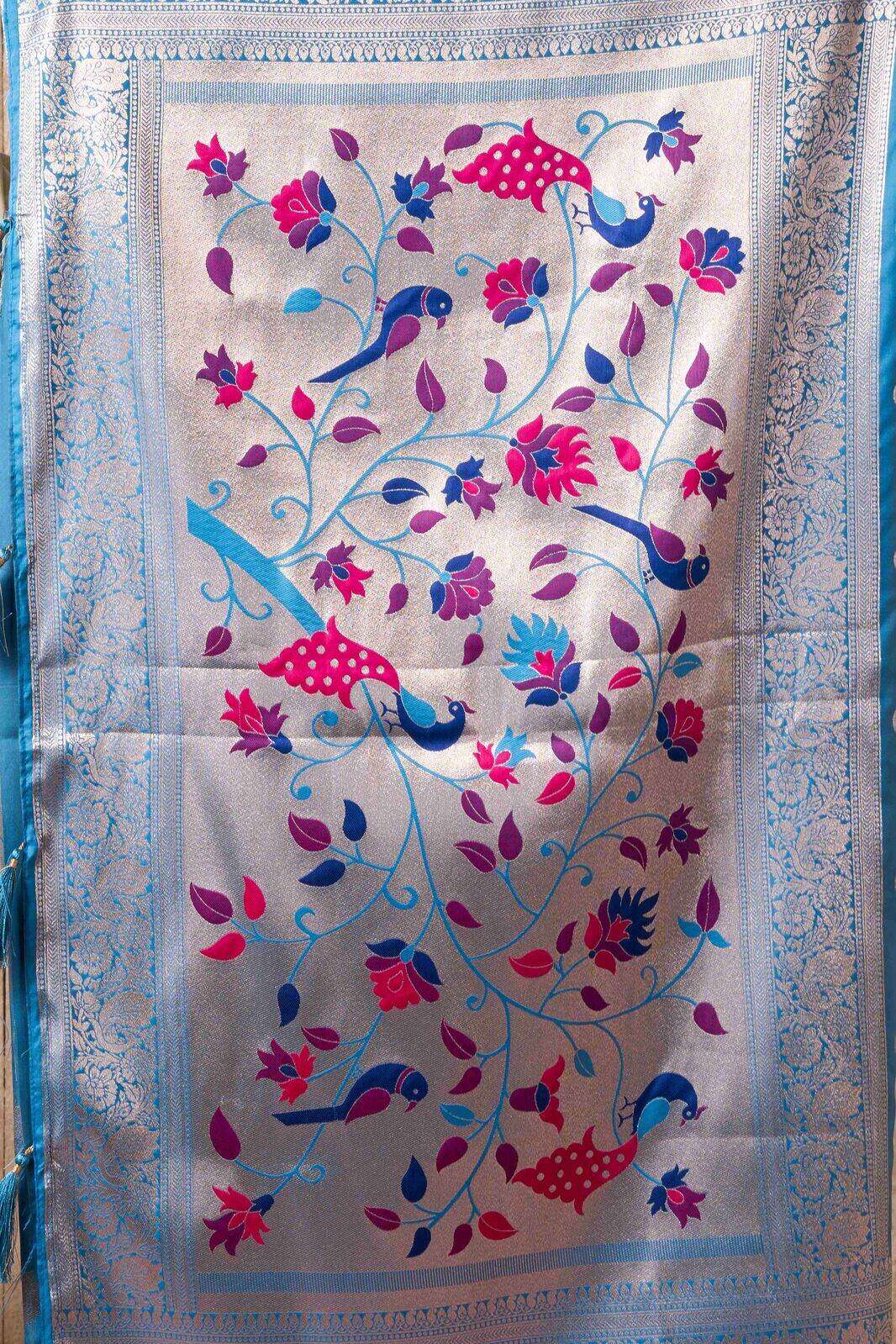 SHAGUN BY TEXOFAB IN PURE SILK WITH ZHALLAR 6.30 MTR WITH BLOUSE 