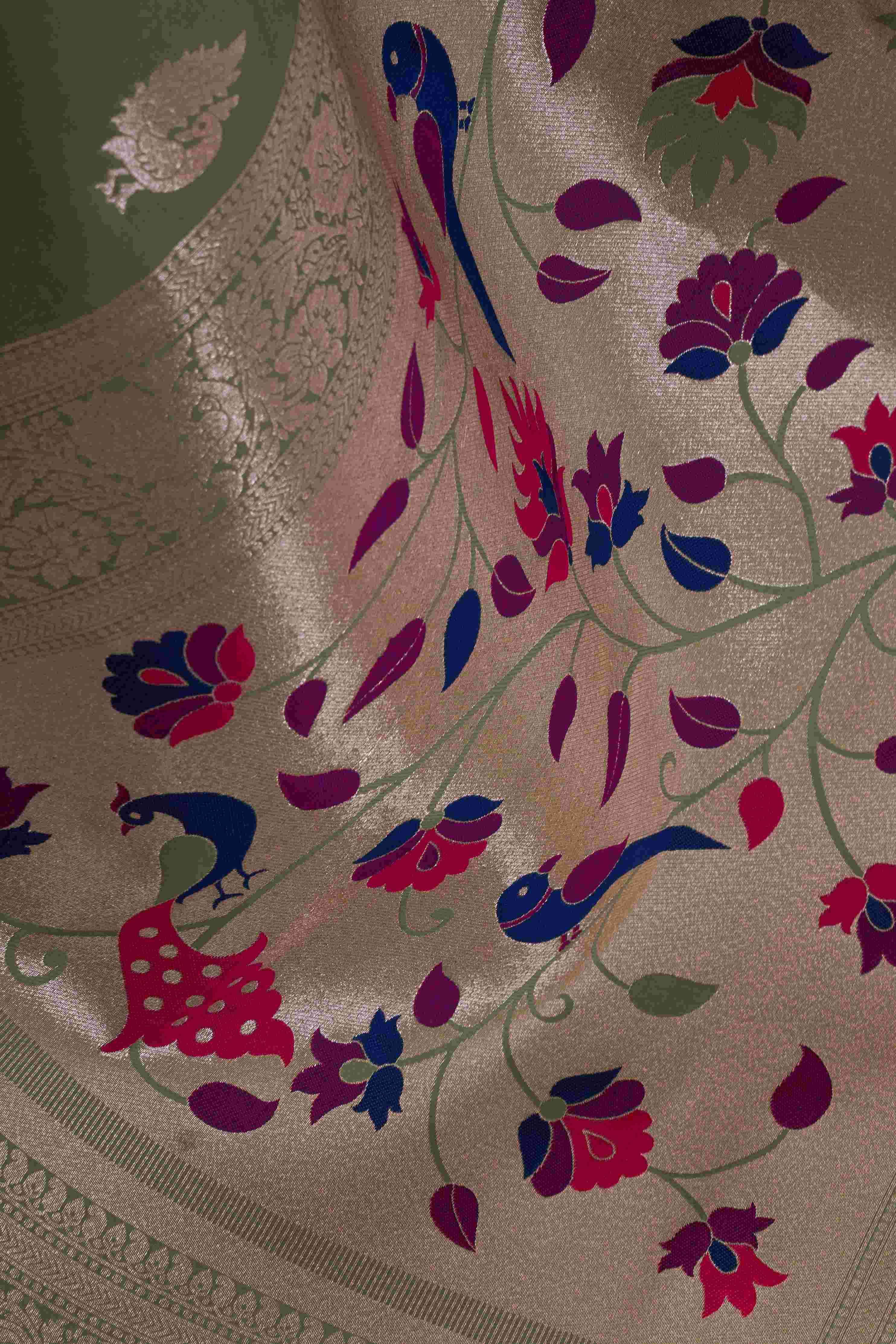 SHAGUN BY TEXOFAB IN PURE SILK WITH ZHALLAR 6.30 MTR WITH BLOUSE 