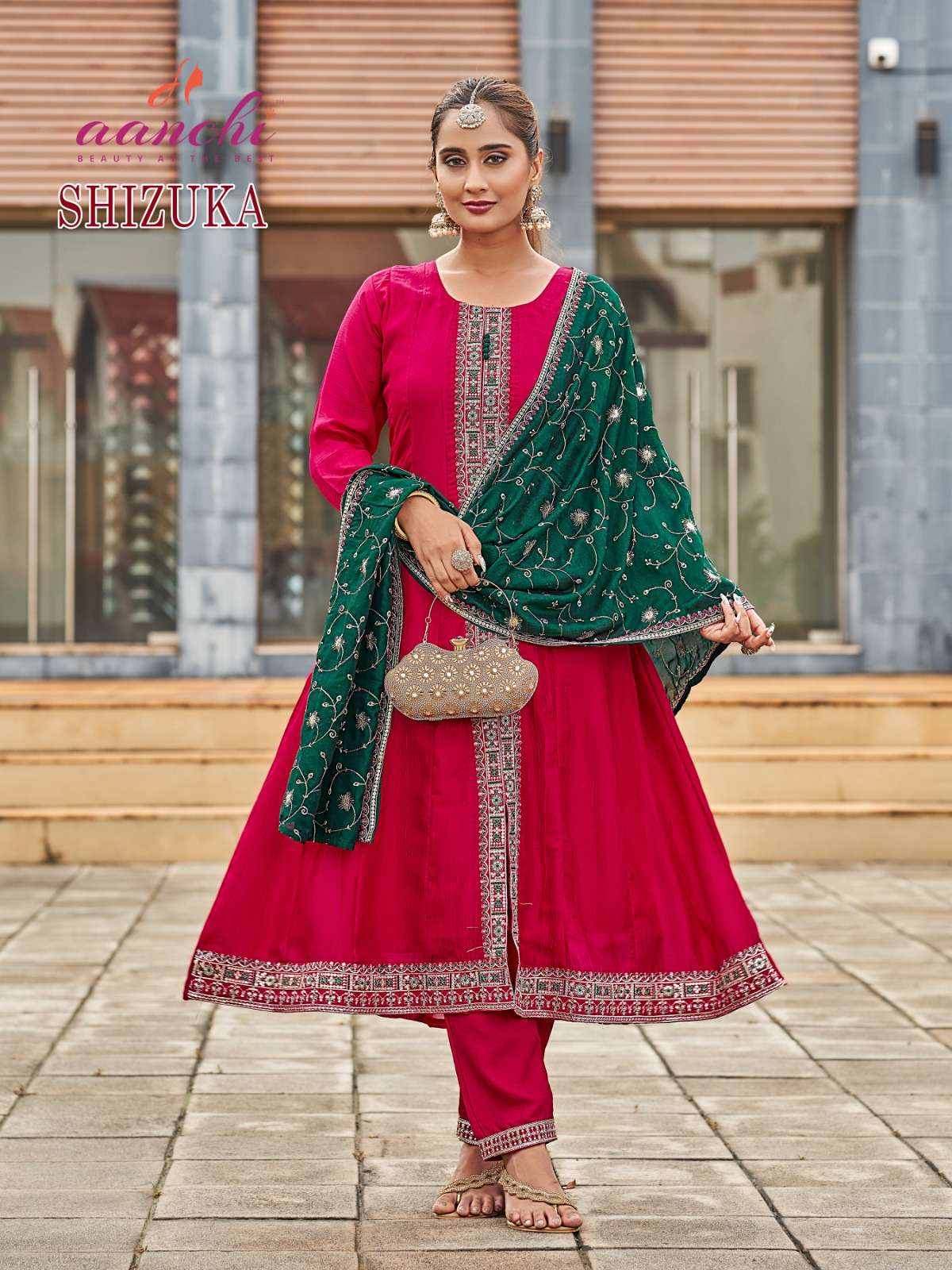 SHIZUKA BY AANCHI IN VICHITRA SILK AND FANCY CONTRAST DUPATTA WITH EMBROIDERY WORK 