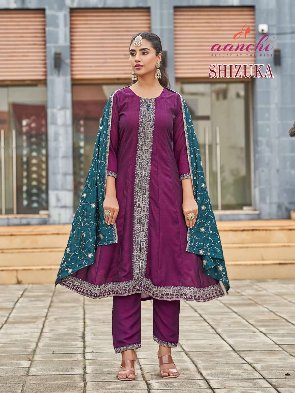 SHIZUKA BY AANCHI IN VICHITRA SILK AND FANCY CONTRAST DUPATTA WITH EMBROIDERY WORK 