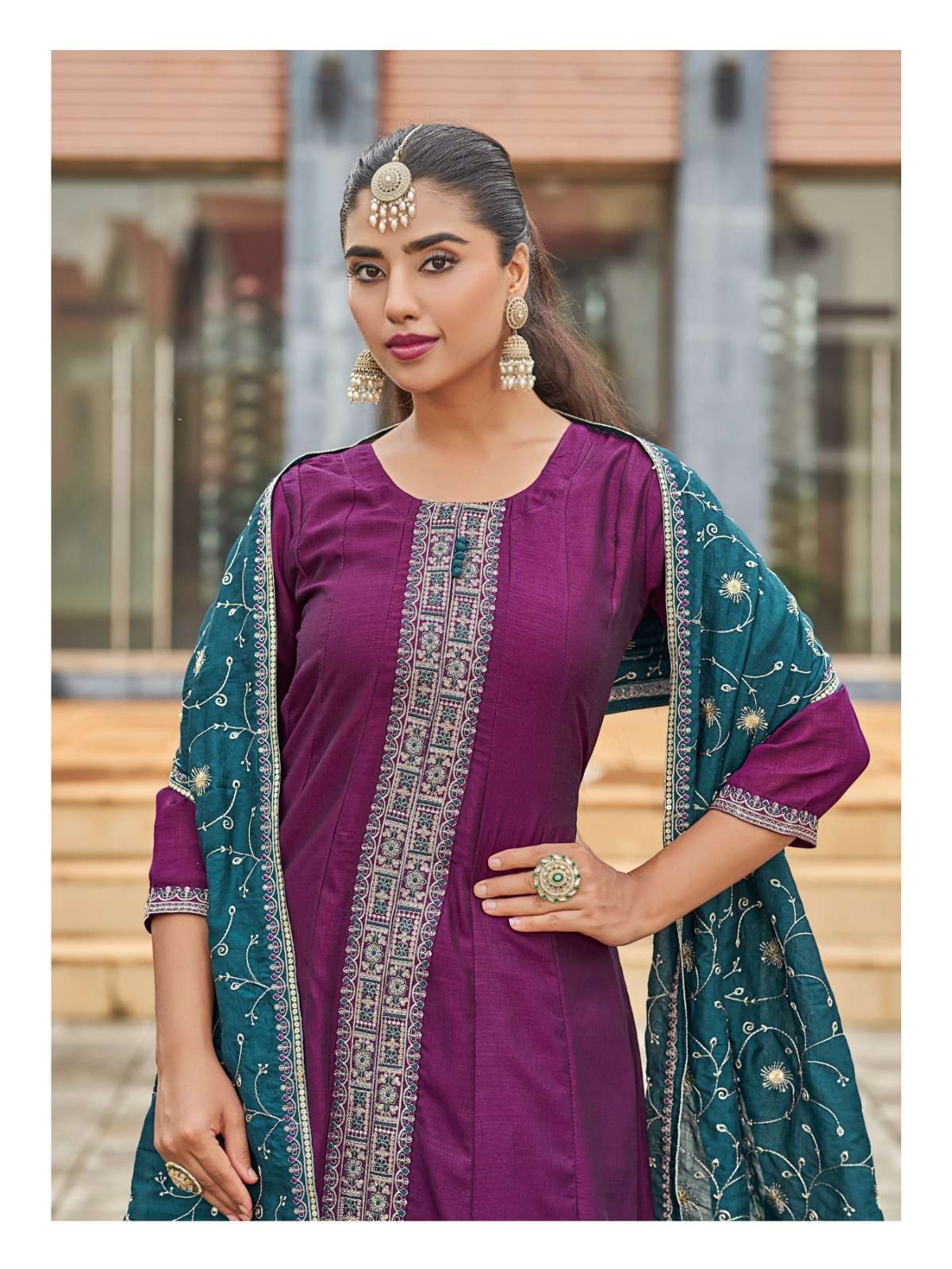 SHIZUKA BY AANCHI IN VICHITRA SILK AND FANCY CONTRAST DUPATTA WITH EMBROIDERY WORK 