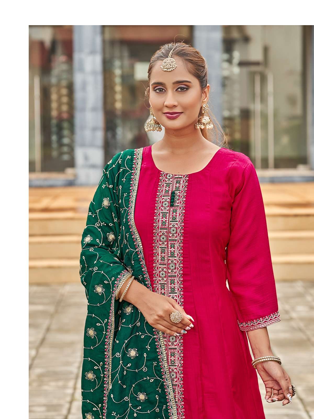 SHIZUKA BY AANCHI IN VICHITRA SILK AND FANCY CONTRAST DUPATTA WITH EMBROIDERY WORK 