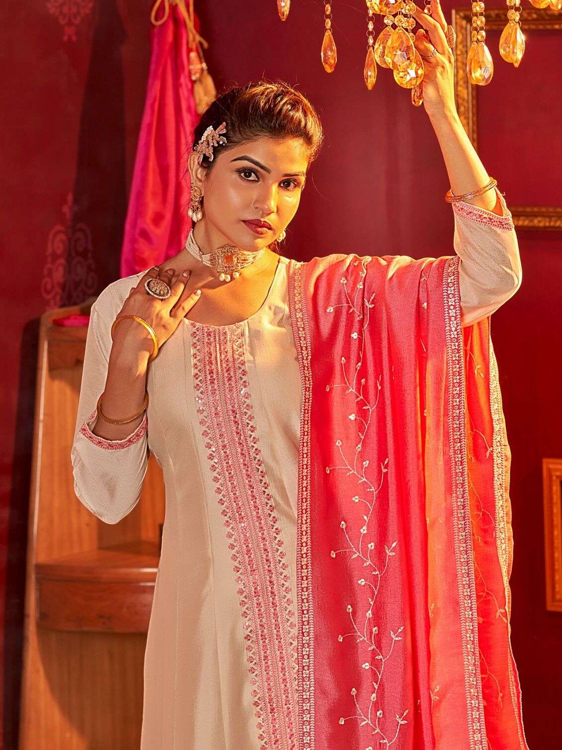 SHREE BY AANCHI IN VICHITRA SILK WITH FANCY CONTRAS DUPATTA AND EMBROIDERY WORK 