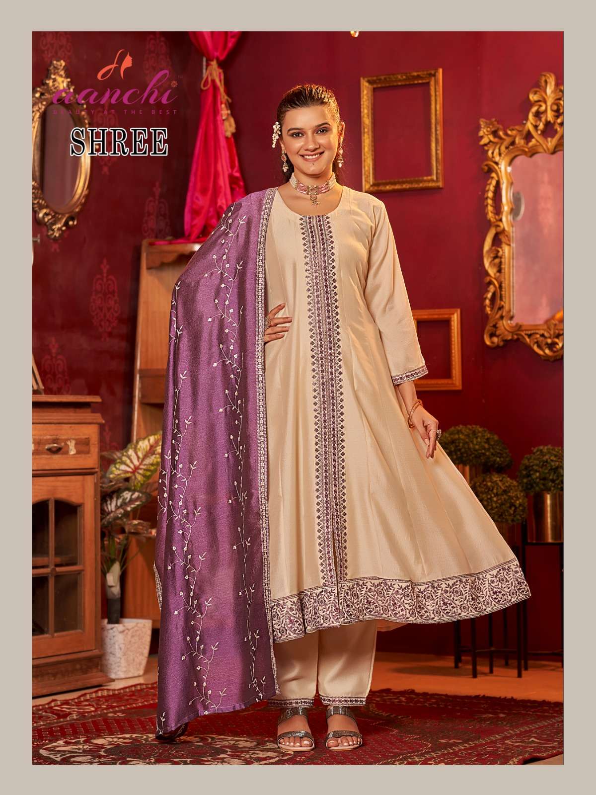 SHREE BY AANCHI IN VICHITRA SILK WITH FANCY CONTRAS DUPATTA AND EMBROIDERY WORK 
