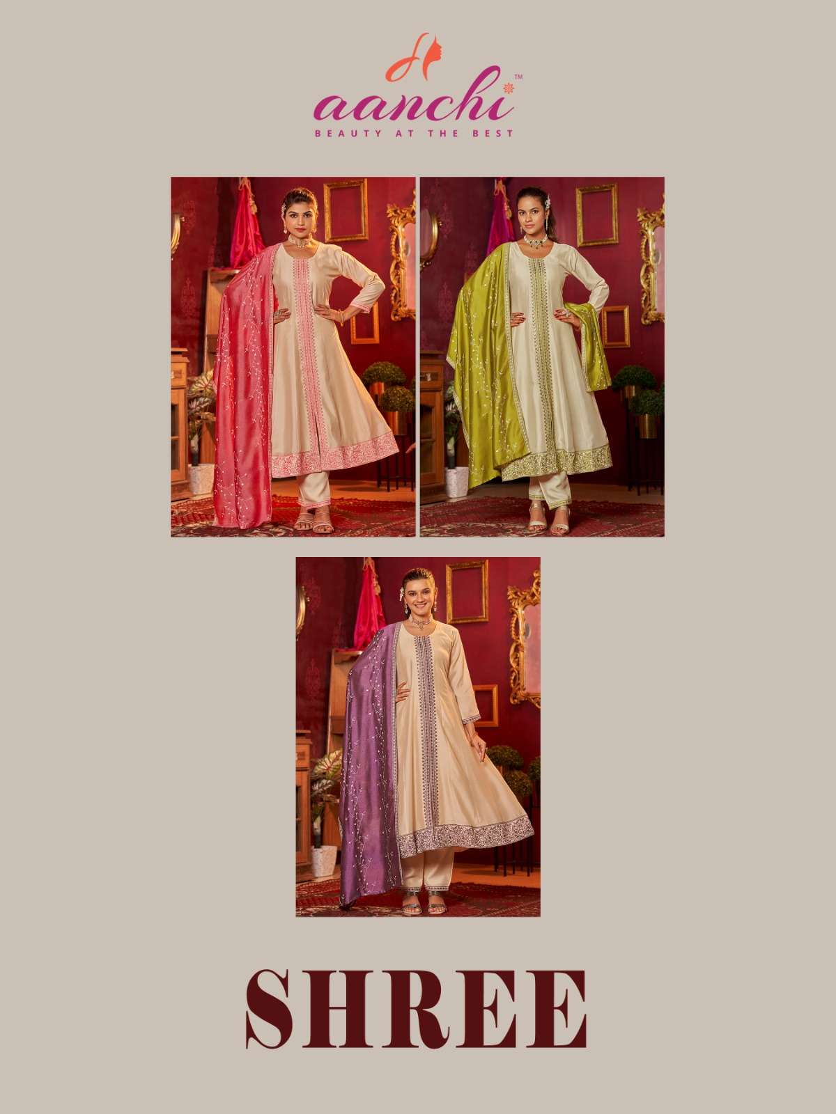 SHREE BY AANCHI IN VICHITRA SILK WITH FANCY CONTRAS DUPATTA AND EMBROIDERY WORK 