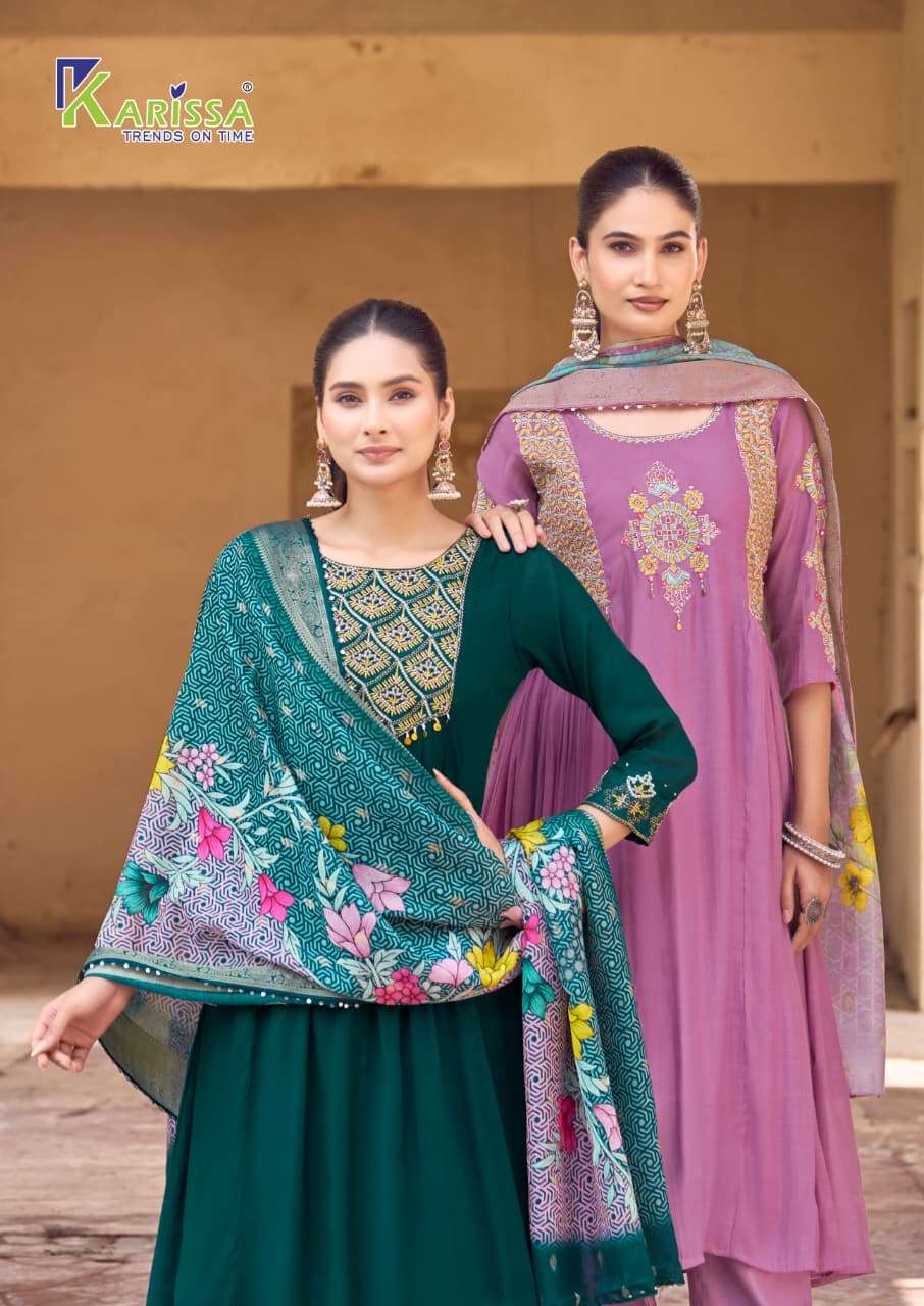 SIMARAN BY KARISSA IN PREMIUM HEAVY VISCOSE MALL CHANDERI WITH THREAD WORK 