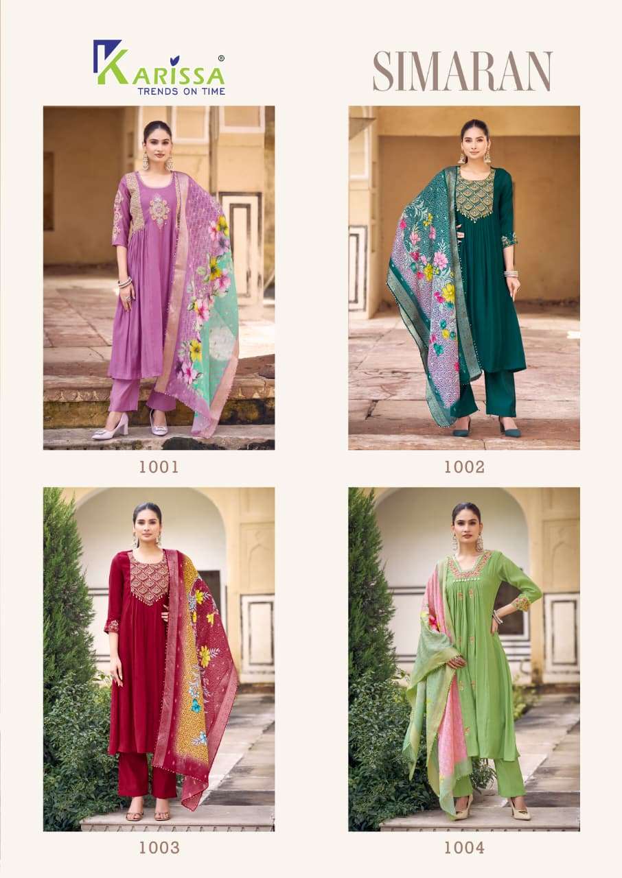 SIMARAN BY KARISSA IN PREMIUM HEAVY VISCOSE MALL CHANDERI WITH THREAD WORK 