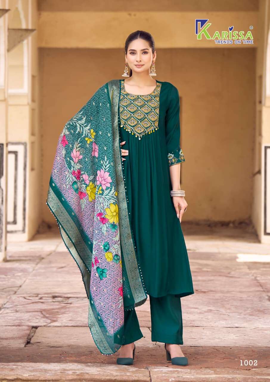 SIMARAN BY KARISSA IN PREMIUM HEAVY VISCOSE MALL CHANDERI WITH THREAD WORK 