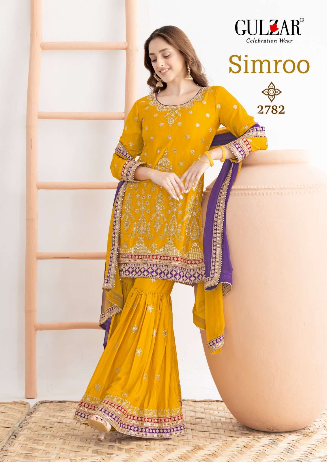 SIMROO BY GULZAR IN HEAVY CHINON FABRICS WITH FESTIVE EMBROIDERY WORK 