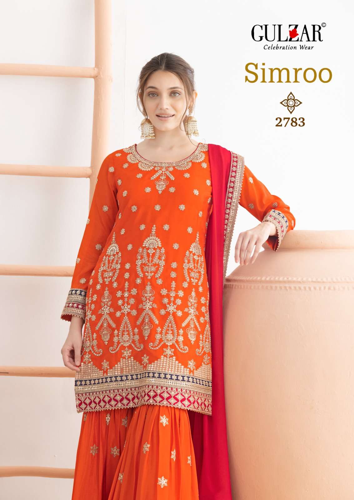 SIMROO BY GULZAR IN HEAVY CHINON FABRICS WITH FESTIVE EMBROIDERY WORK 