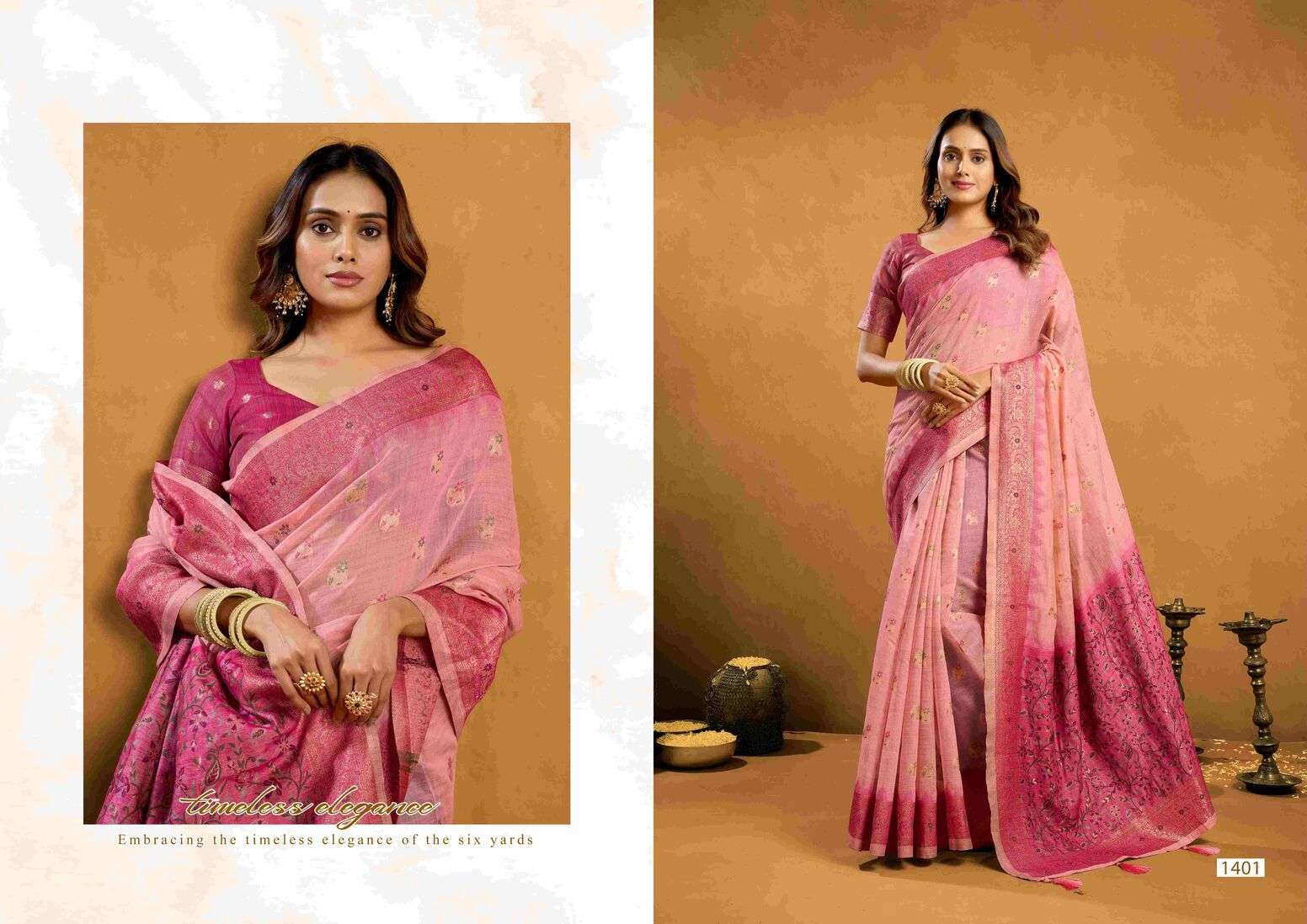 SINDOOR BY TEXOFAB IN PURE COTTON WITH ZHALLAR 6.30 MTR WITH BLOUSE 