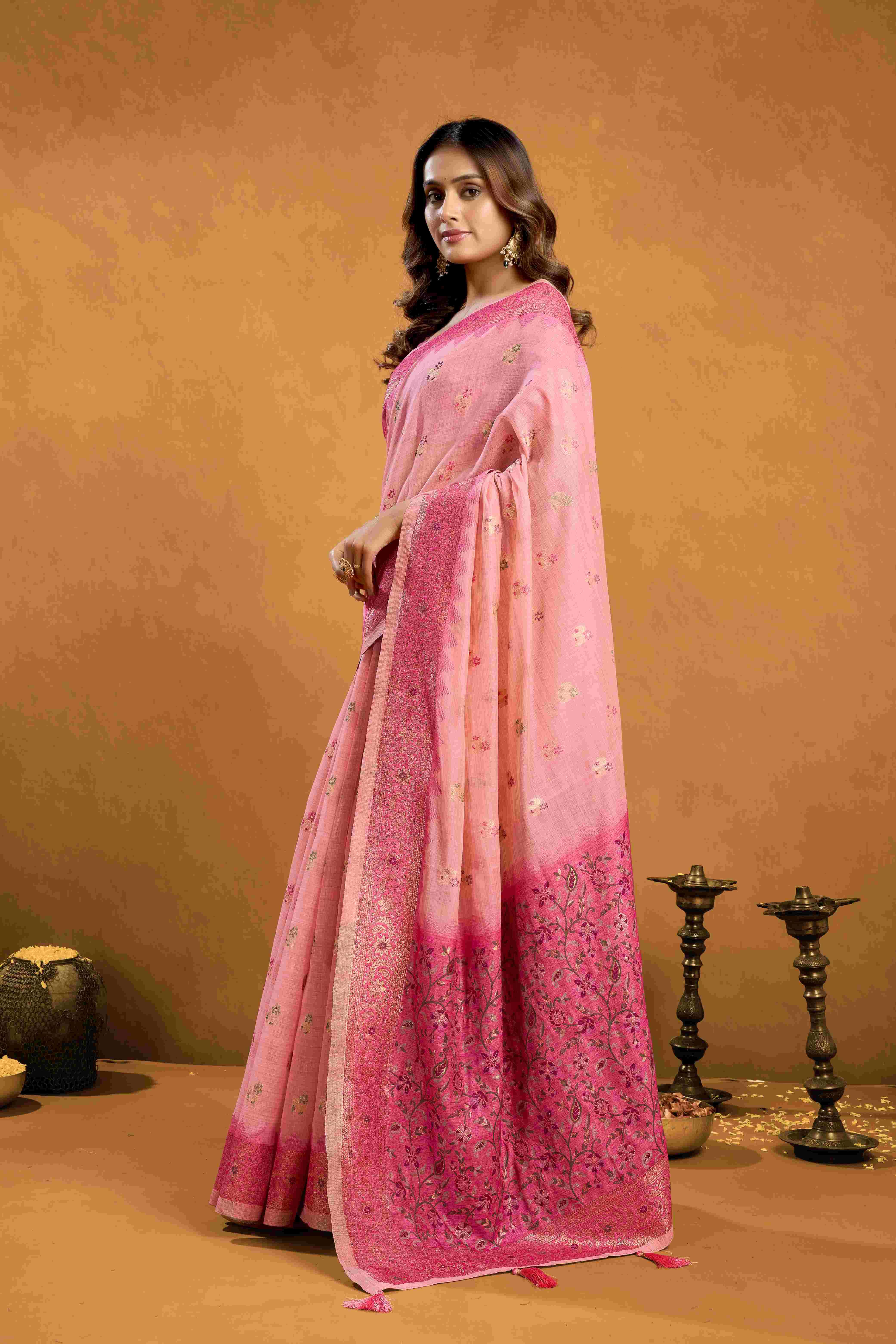 SINDOOR BY TEXOFAB IN PURE COTTON WITH ZHALLAR 6.30 MTR WITH BLOUSE 