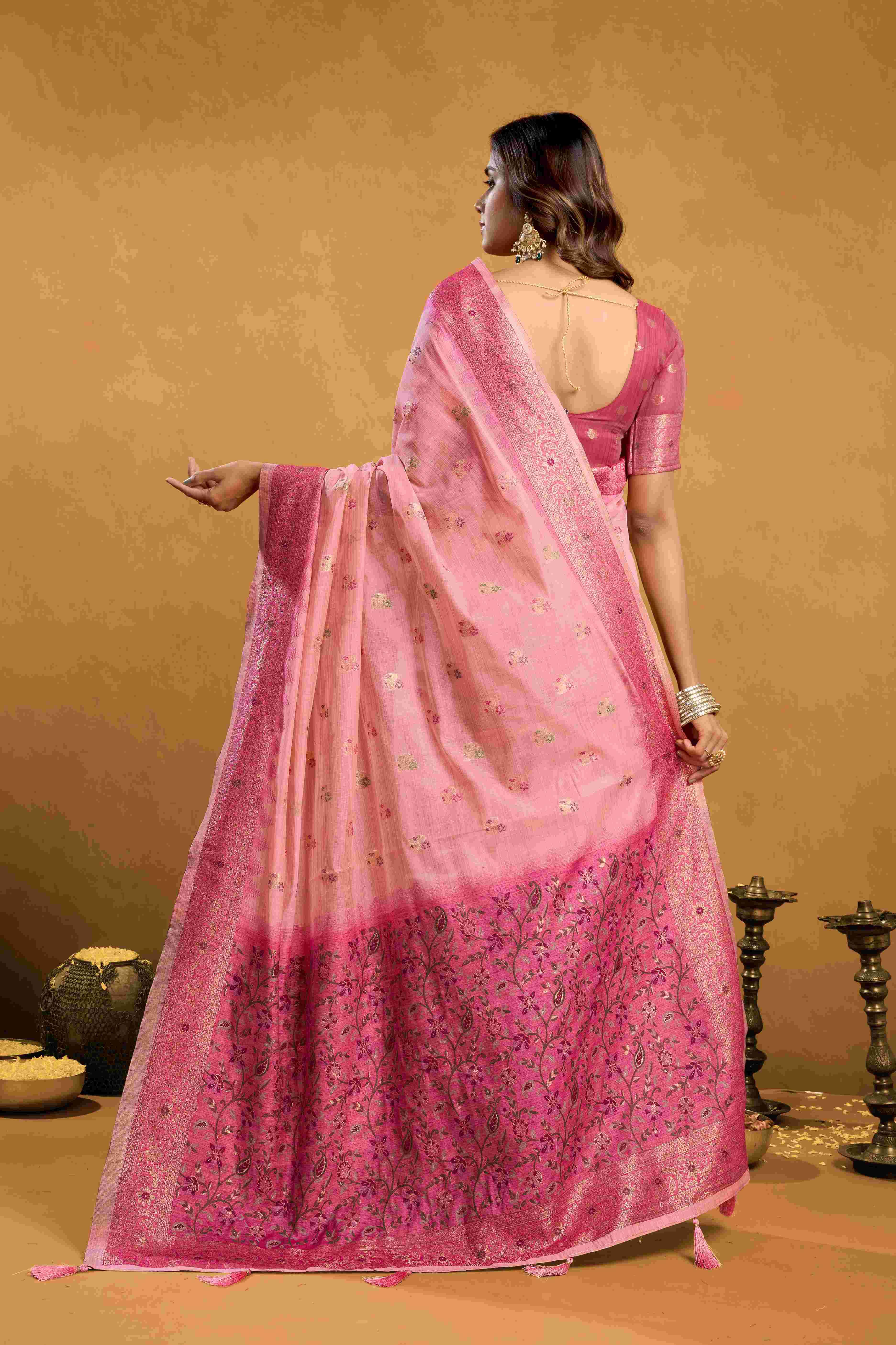 SINDOOR BY TEXOFAB IN PURE COTTON WITH ZHALLAR 6.30 MTR WITH BLOUSE 