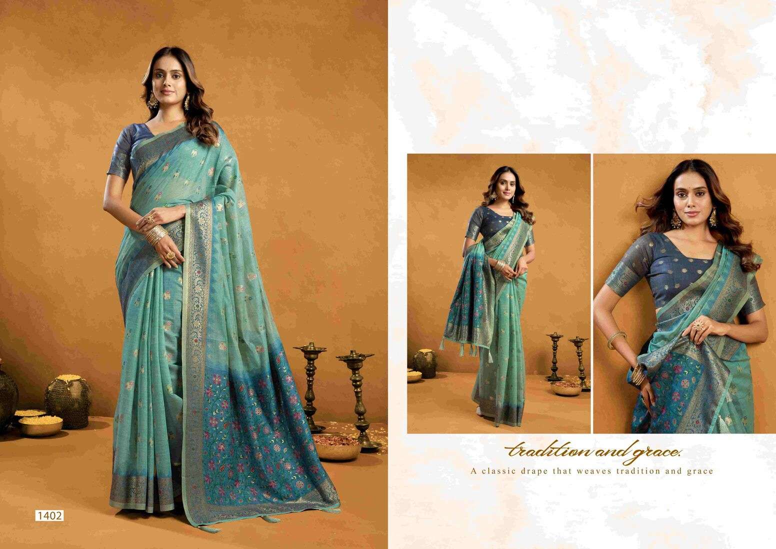 SINDOOR BY TEXOFAB IN PURE COTTON WITH ZHALLAR 6.30 MTR WITH BLOUSE 