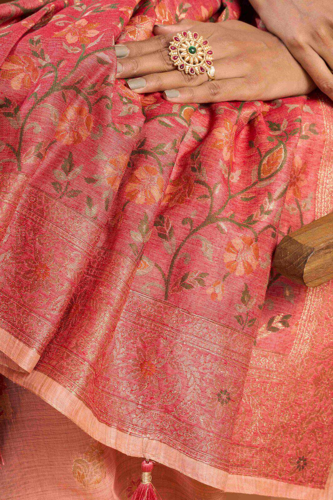 SINDOOR BY TEXOFAB IN PURE COTTON WITH ZHALLAR 6.30 MTR WITH BLOUSE 