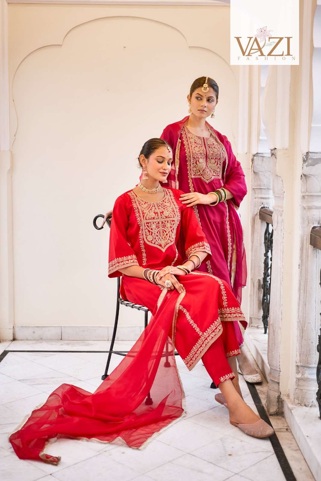 SINDOOR BY VAZI FASHION IN PURE ROMAN SILK WITH EMBROIDERY CODING WORK 