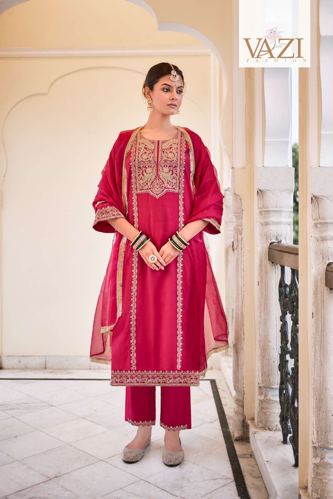 SINDOOR BY VAZI FASHION IN PURE ROMAN SILK WITH EMBROIDERY CODING WORK 