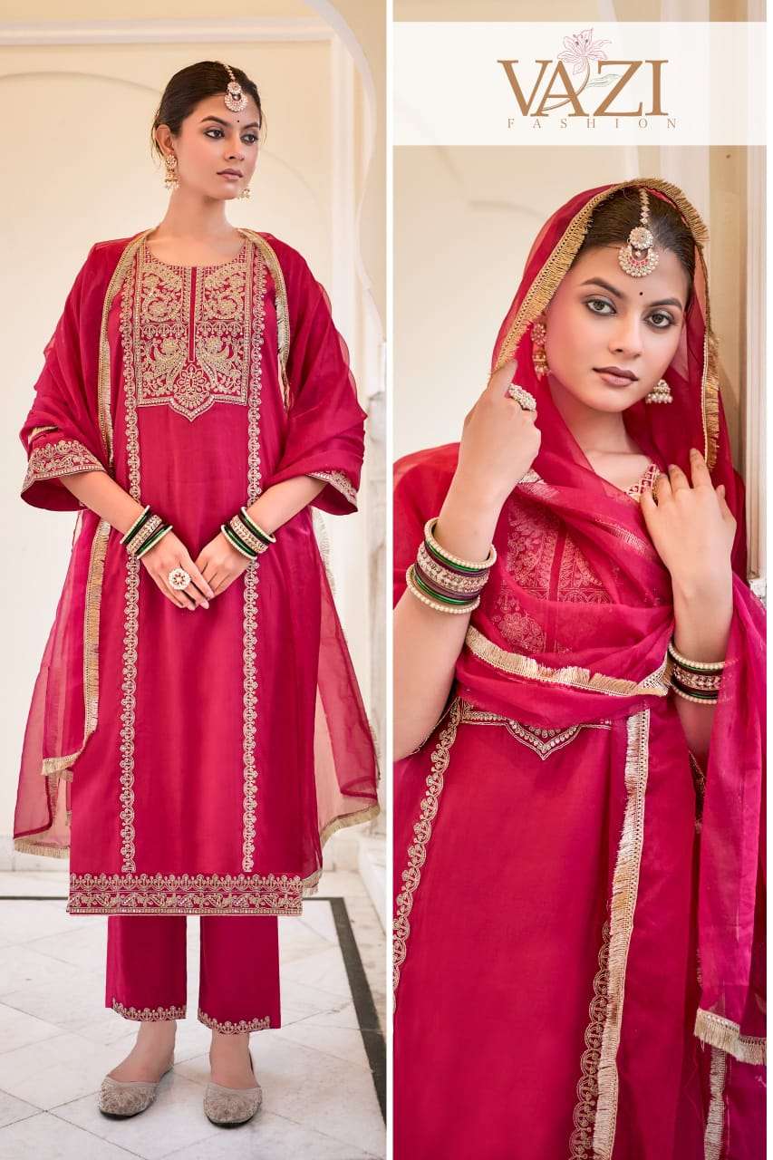 SINDOOR BY VAZI FASHION IN PURE ROMAN SILK WITH EMBROIDERY CODING WORK 