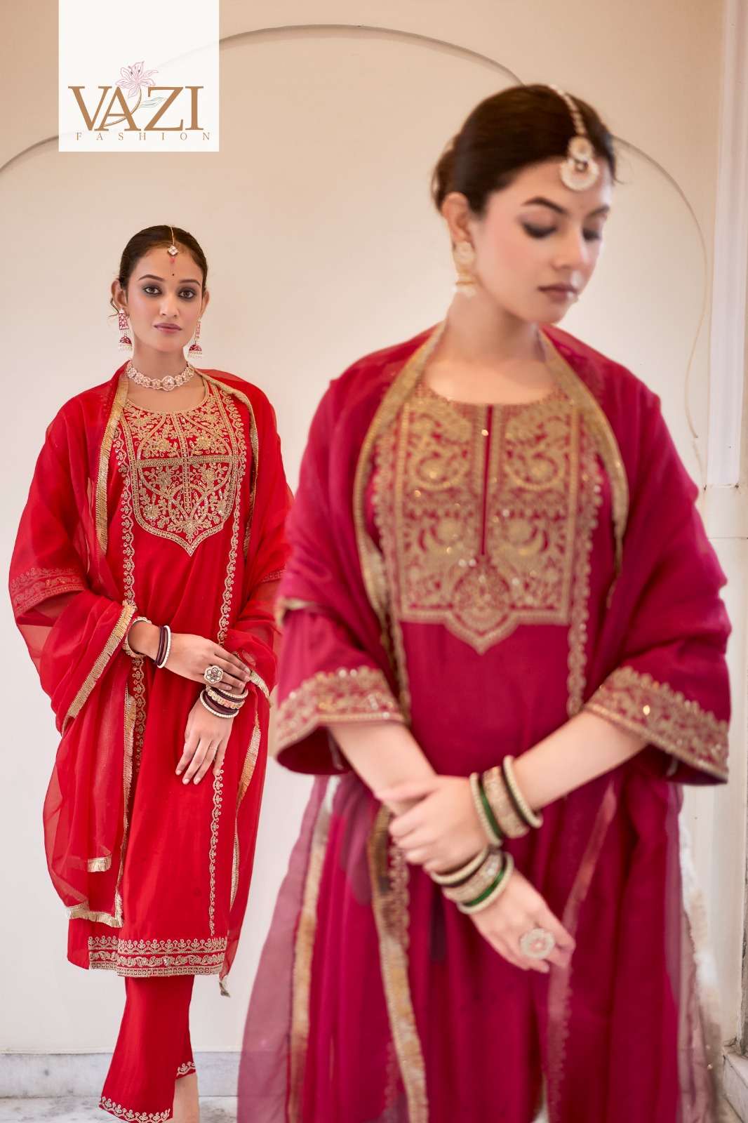 SINDOOR BY VAZI FASHION IN PURE ROMAN SILK WITH EMBROIDERY CODING WORK 