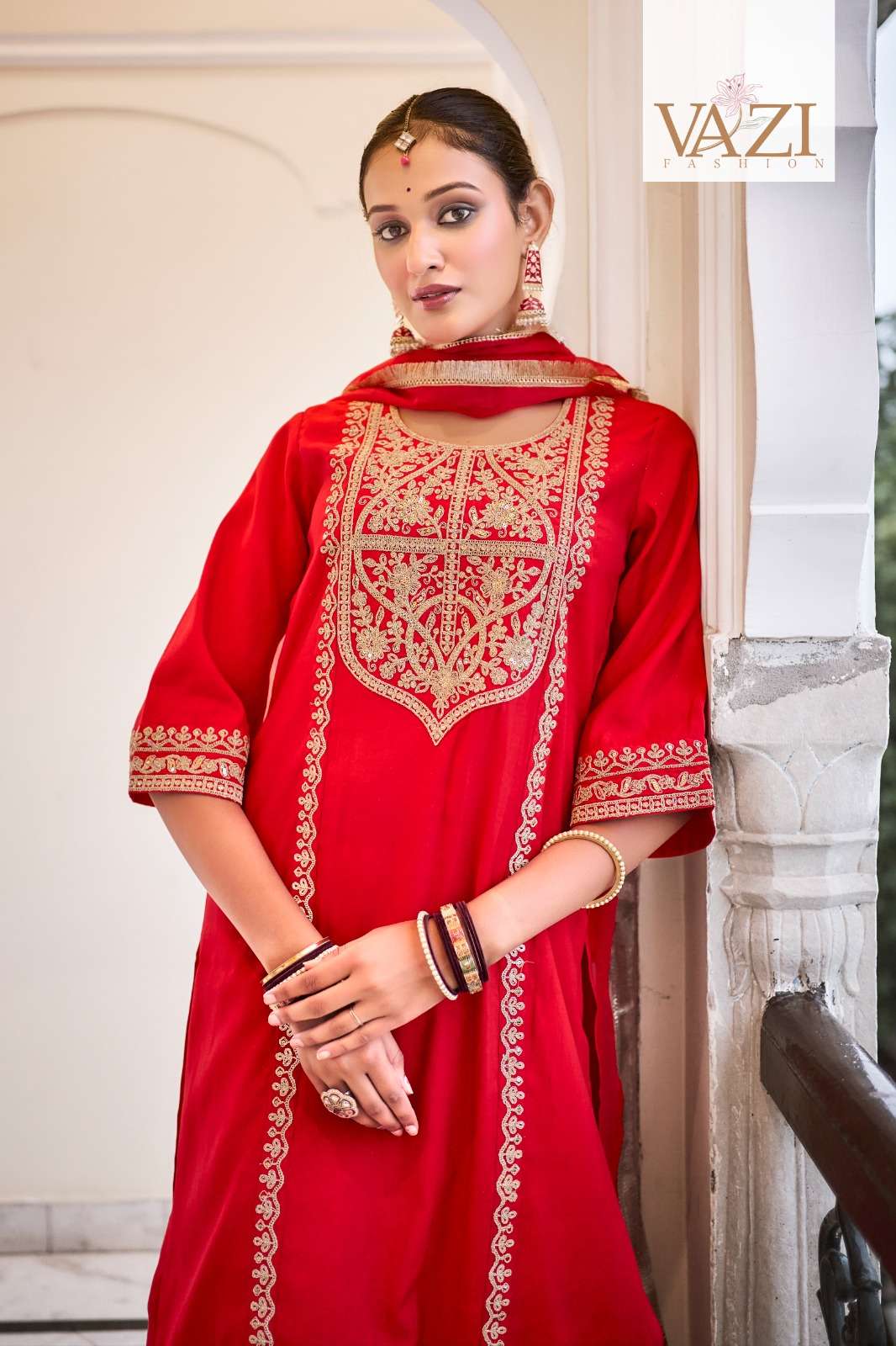 SINDOOR BY VAZI FASHION IN PURE ROMAN SILK WITH EMBROIDERY CODING WORK 