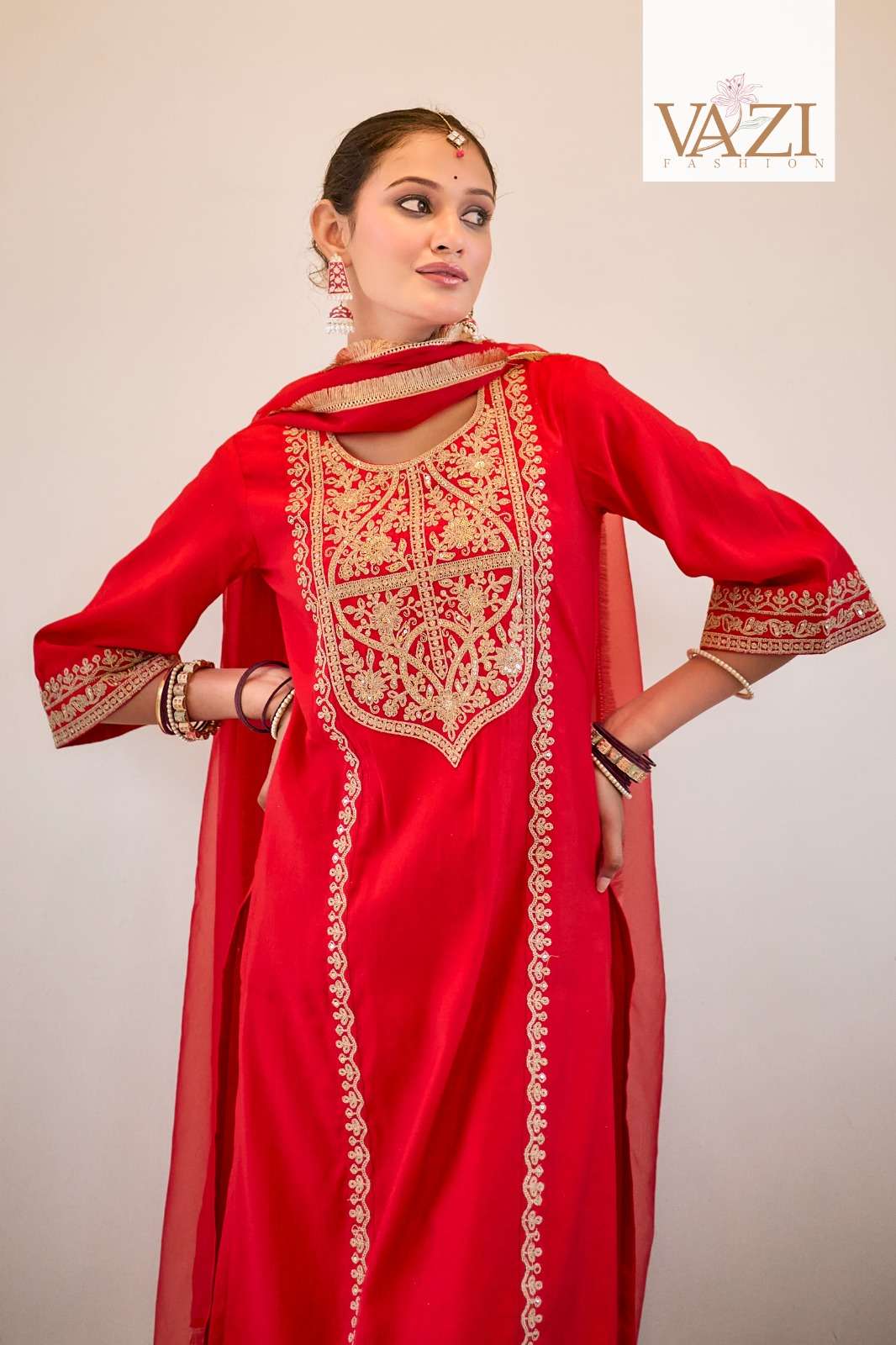 SINDOOR BY VAZI FASHION IN PURE ROMAN SILK WITH EMBROIDERY CODING WORK 