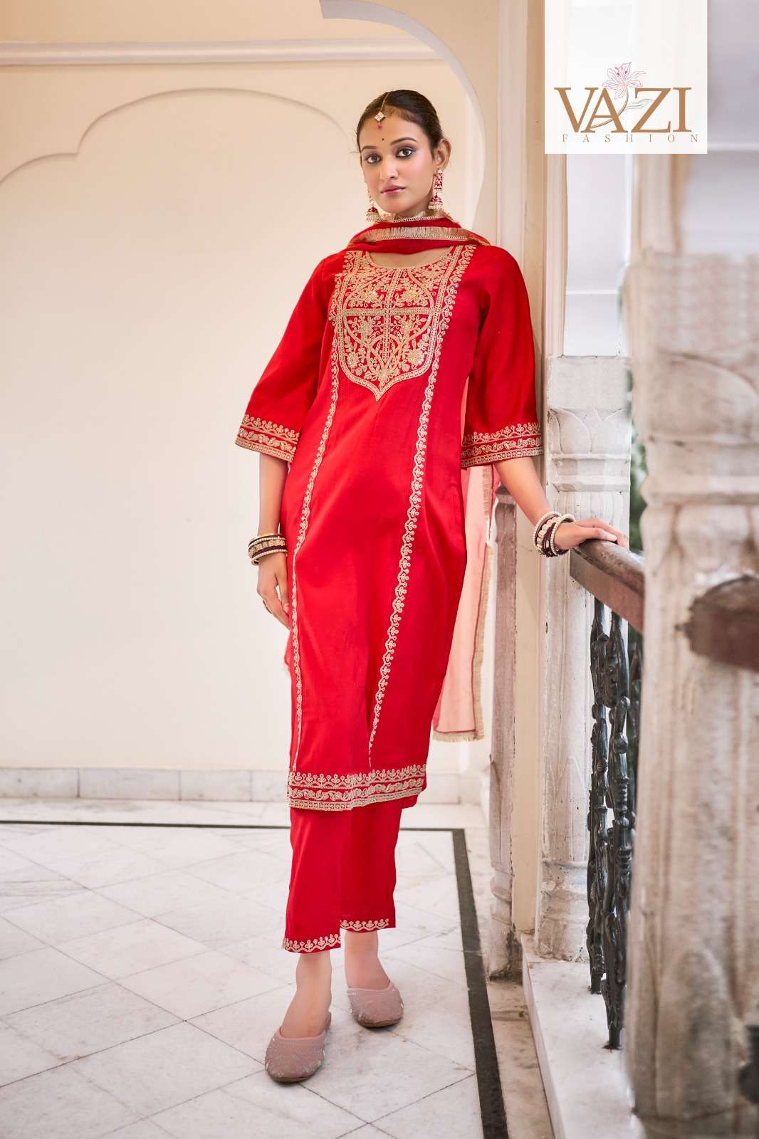 SINDOOR BY VAZI FASHION IN PURE ROMAN SILK WITH EMBROIDERY CODING WORK 