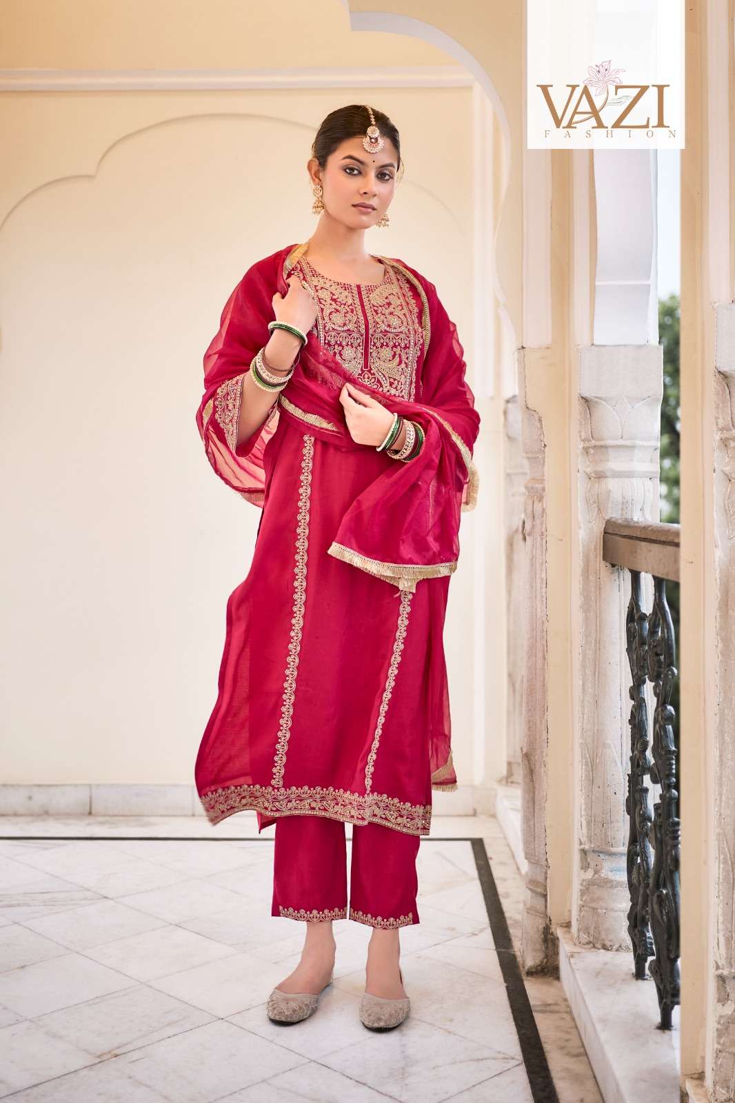 SINDOOR BY VAZI FASHION IN PURE ROMAN SILK WITH EMBROIDERY CODING WORK 
