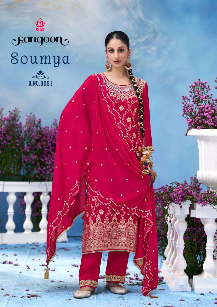 SOUMYA BY RANGOON IN PURE RUSSIAN JACQUARD WITH FANCY CODE WORK 