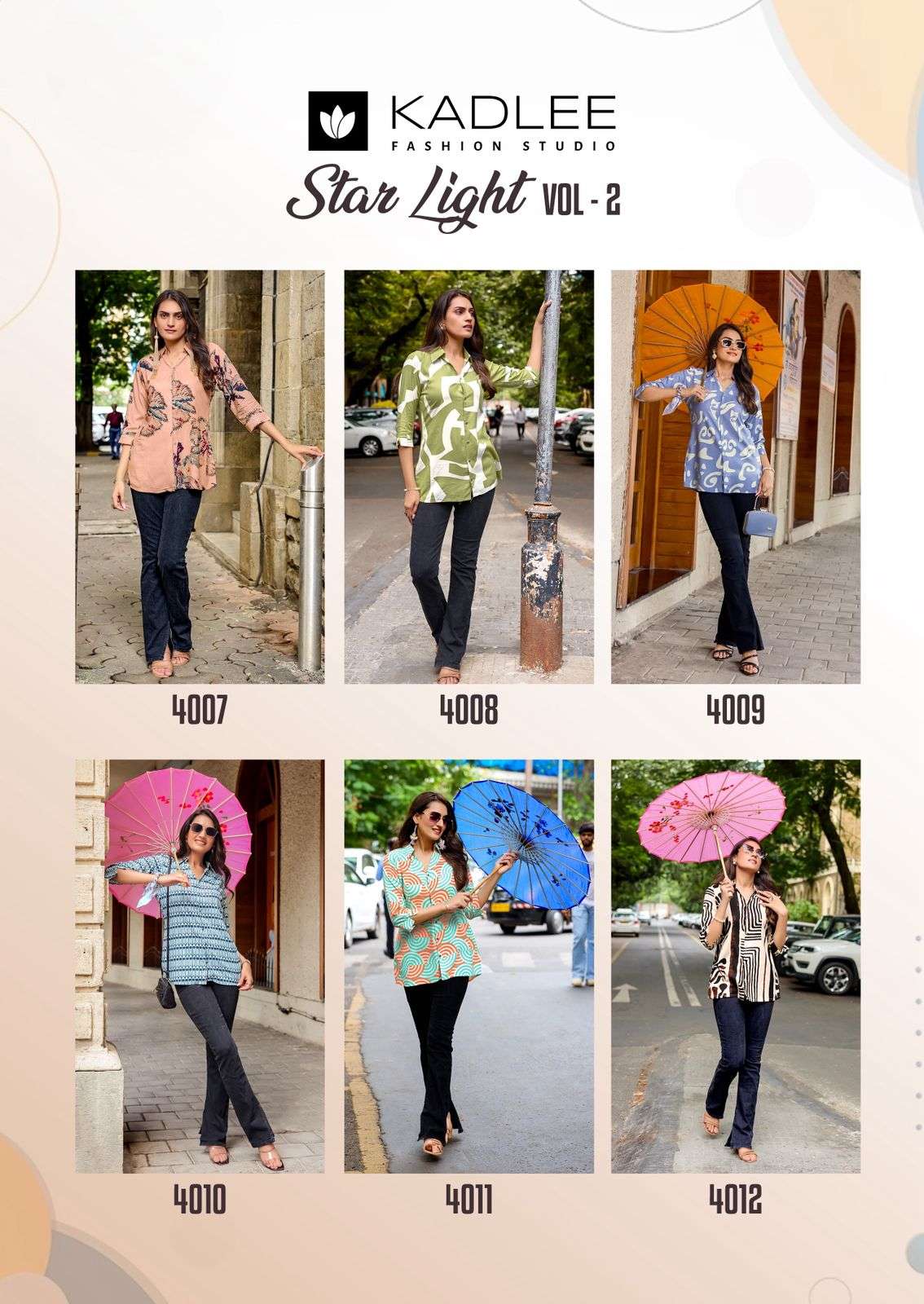 STAR LIGHT VOL-2 BY KADLEE IN RAYON PRINT ONLY TOP SHIRT STYLE 