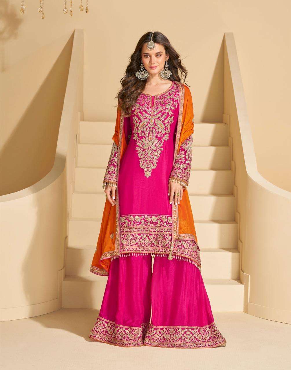 SUNDARI BY SAYURI DESIGNER IN REAL PREMIUM CHINON SILK WITH HEAVY LOOK EMBROIDERED WORK 