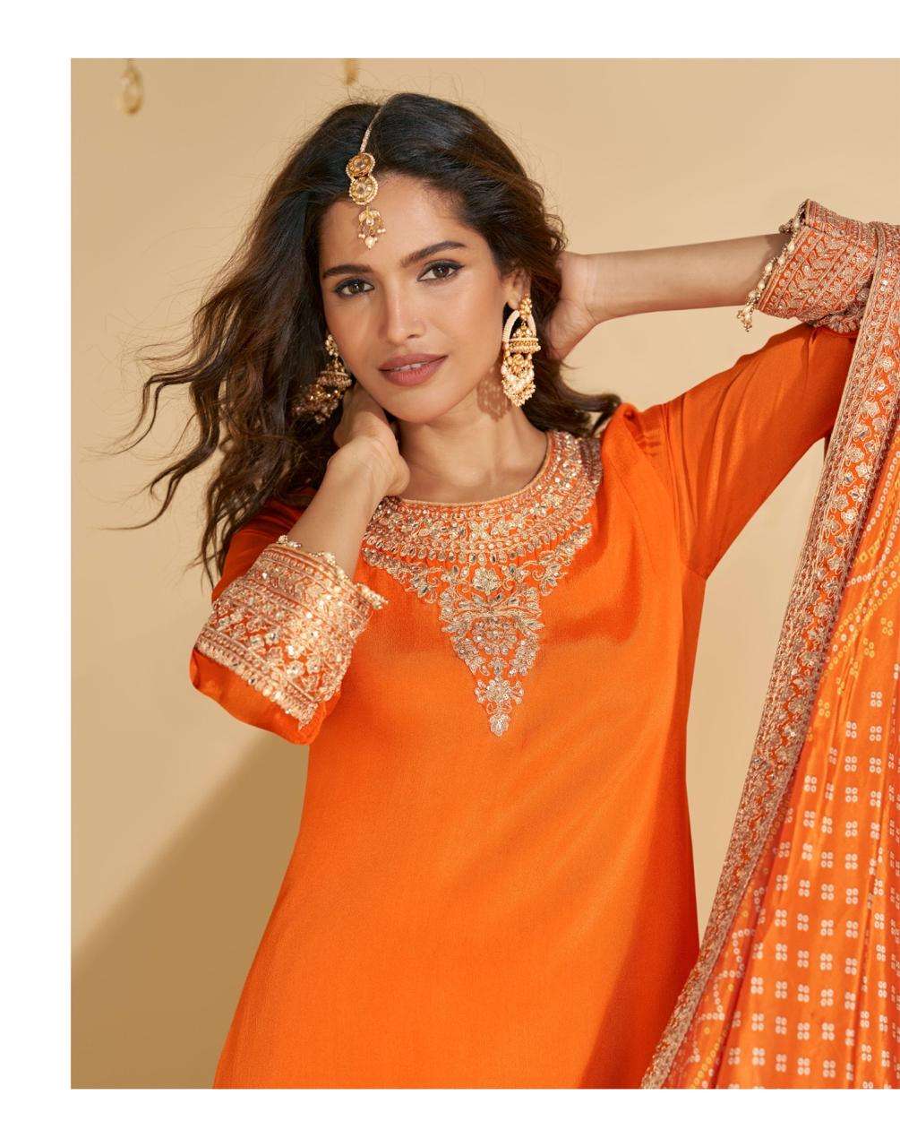 SUNDARI BY SAYURI DESIGNER IN REAL PREMIUM CHINON SILK WITH HEAVY LOOK EMBROIDERED WORK 