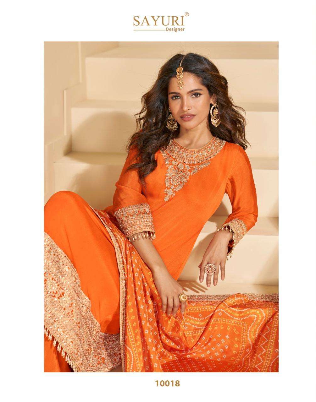 SUNDARI BY SAYURI DESIGNER IN REAL PREMIUM CHINON SILK WITH HEAVY LOOK EMBROIDERED WORK 