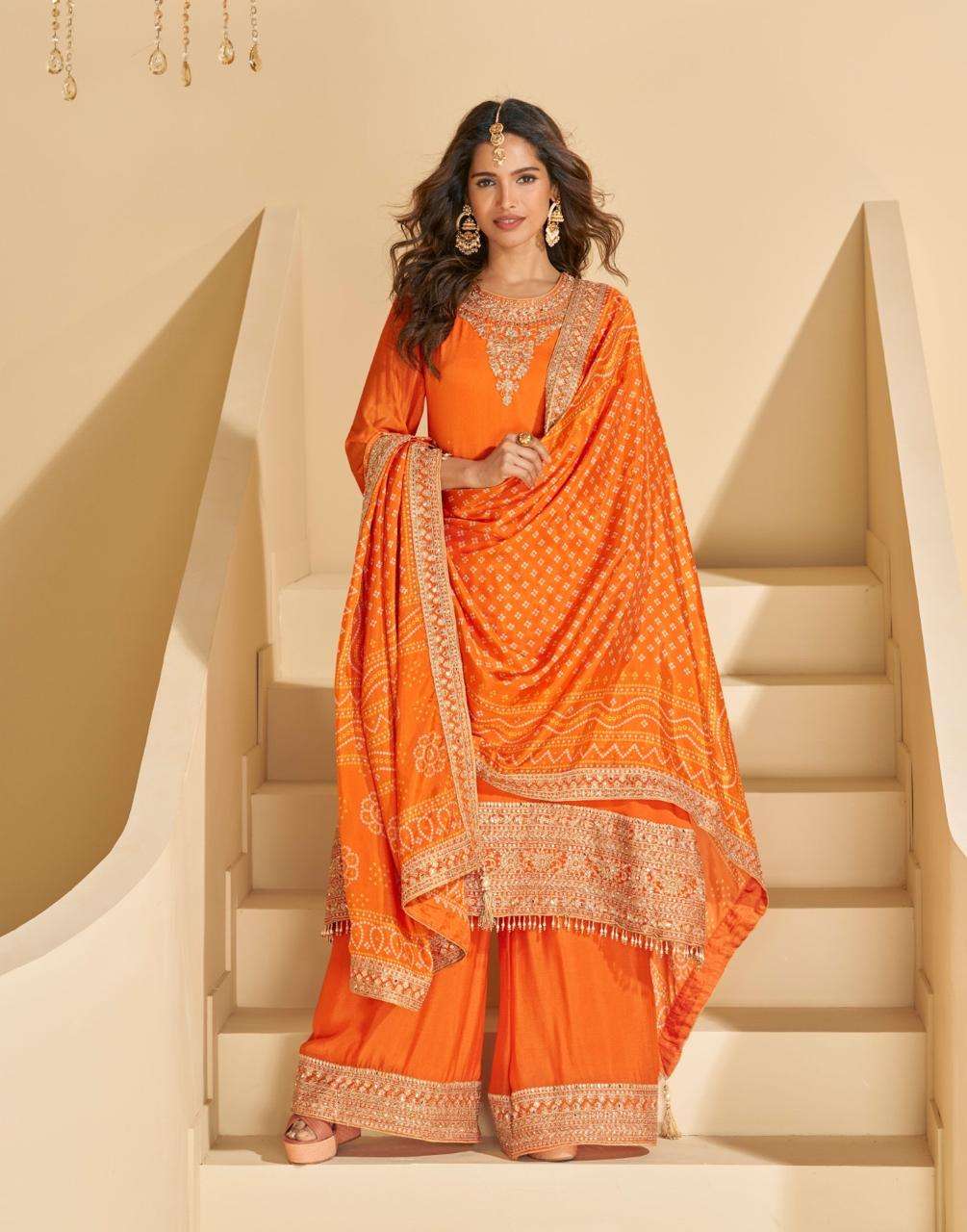 SUNDARI BY SAYURI DESIGNER IN REAL PREMIUM CHINON SILK WITH HEAVY LOOK EMBROIDERED WORK 