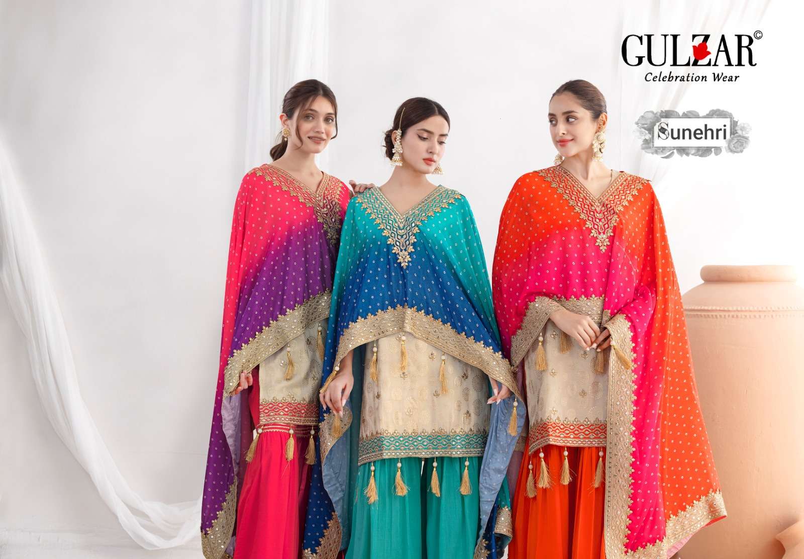 SUNEHRI BY GULZAR IN VISCOSE SIMMER JACQUARDS WITH ELEGANT MIRROE STYLE WORK 