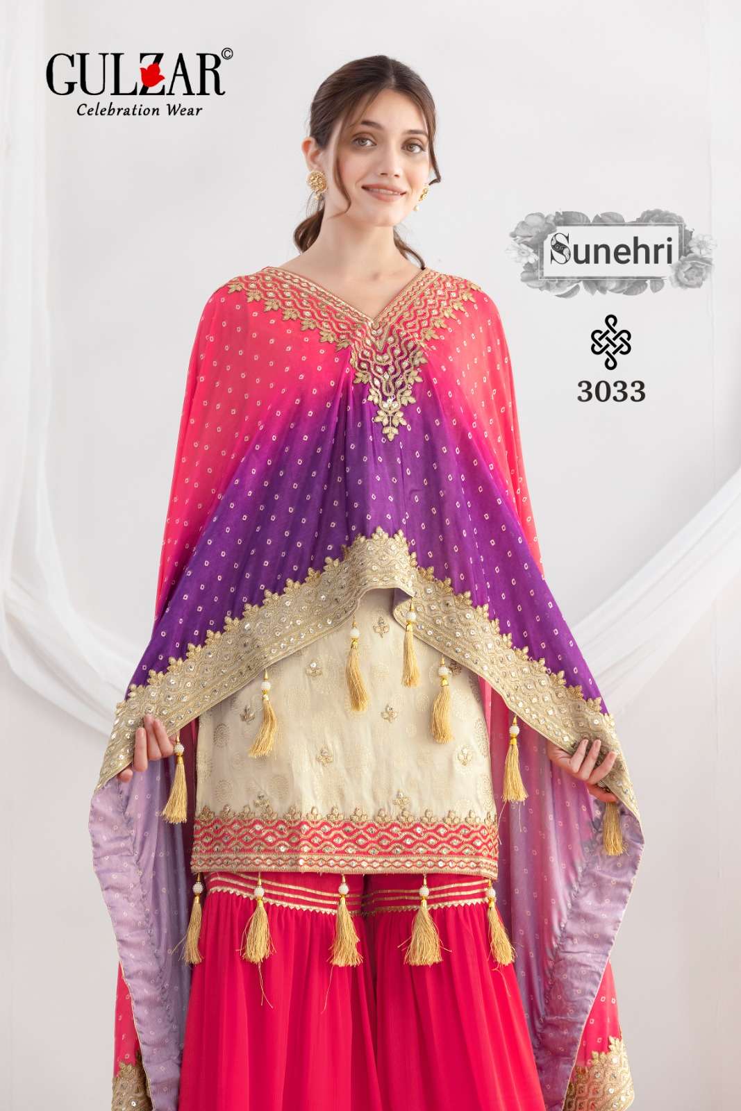 SUNEHRI BY GULZAR IN VISCOSE SIMMER JACQUARDS WITH ELEGANT MIRROE STYLE WORK 