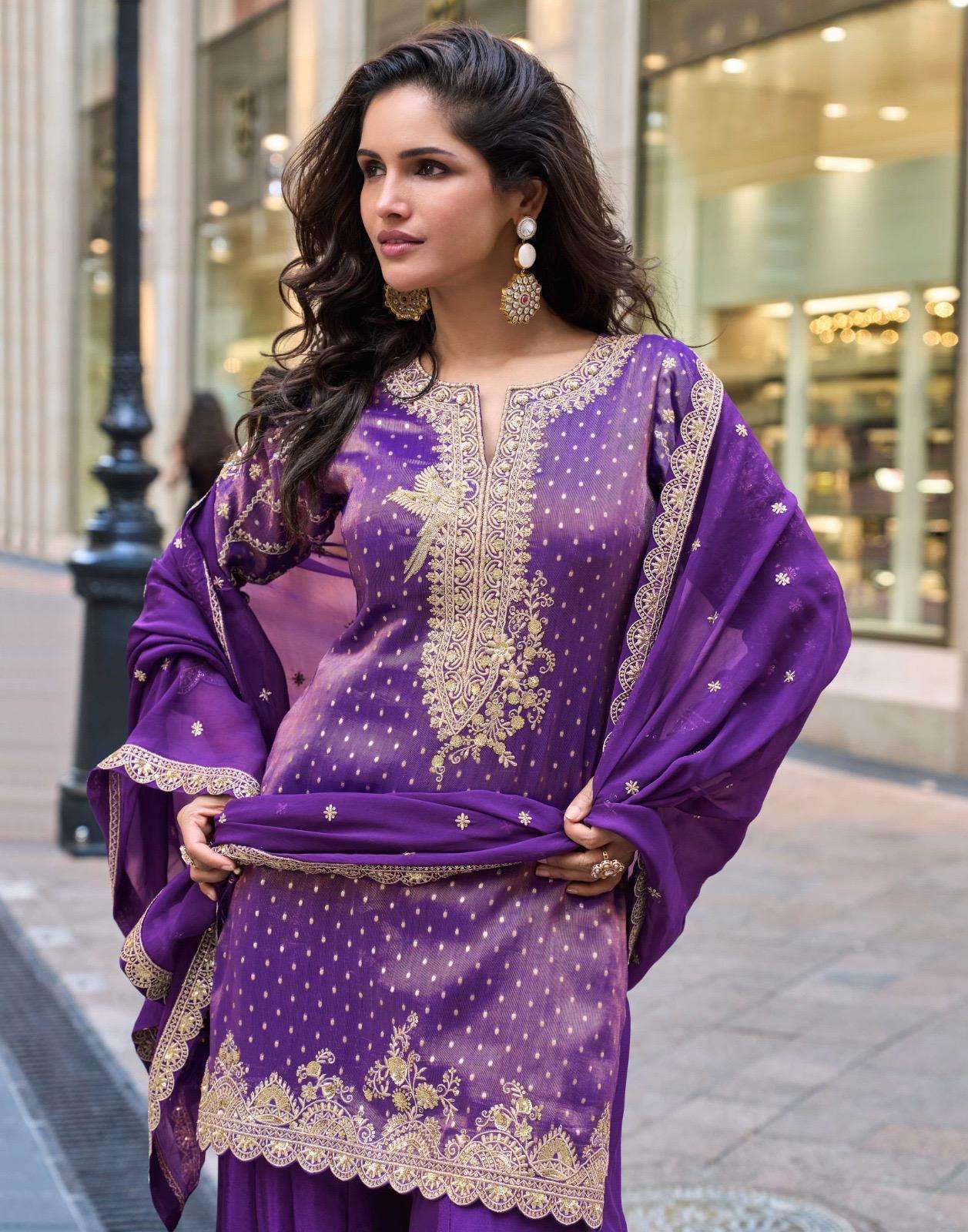 SWATI BY SAYURI DESIGNER IN PURE VISCOSE SIMAR JACQUARD SILK FULL HEAVY LOOK EMBROIDERED 