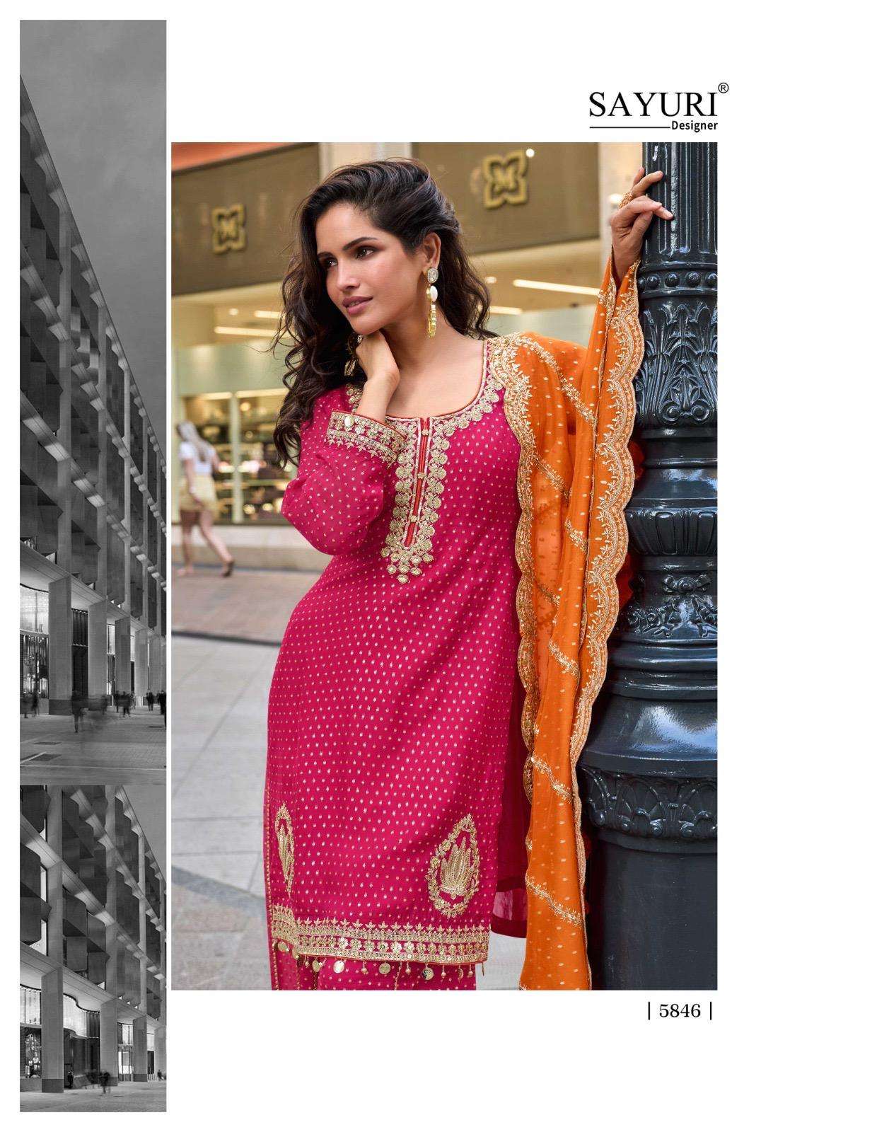 SWATI BY SAYURI DESIGNER IN PURE VISCOSE SIMAR JACQUARD SILK FULL HEAVY LOOK EMBROIDERED 